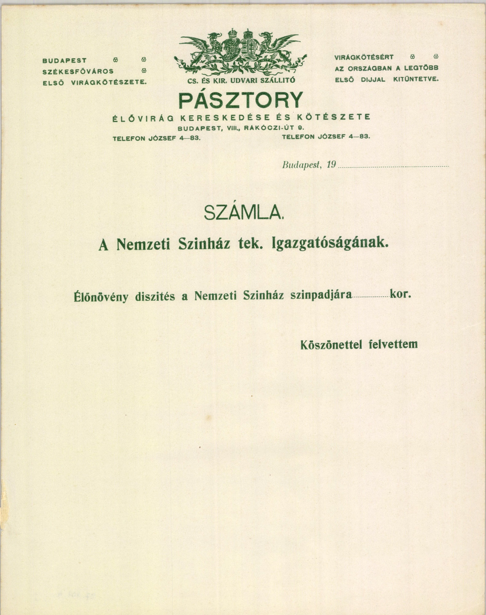Pásztory élővirág kereskedése és kötészete (Magyar Kereskedelmi és Vendéglátóipari Múzeum CC BY-NC-SA)