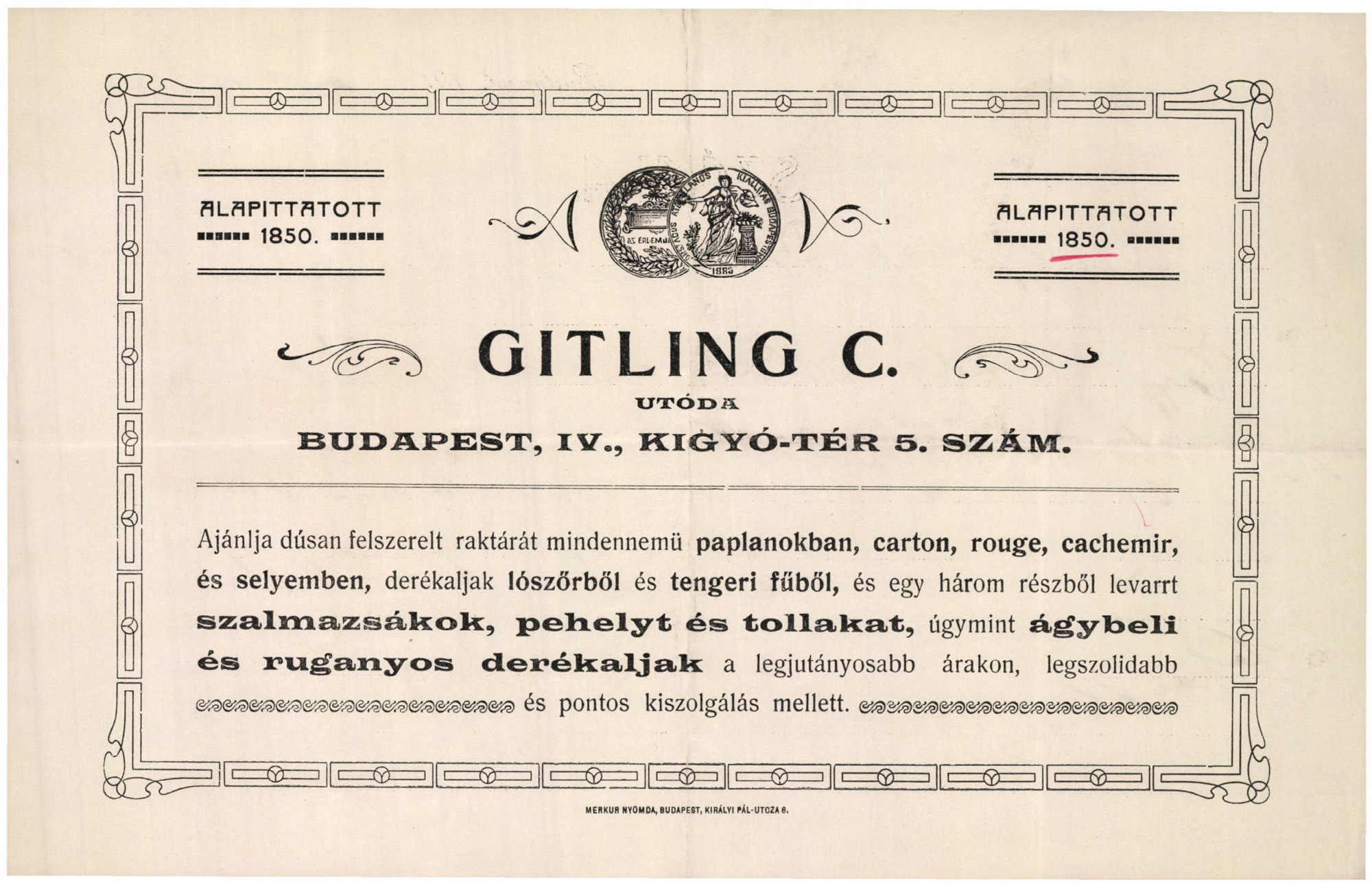 Gitling C. utóda (Magyar Kereskedelmi és Vendéglátóipari Múzeum CC BY-NC-SA)
