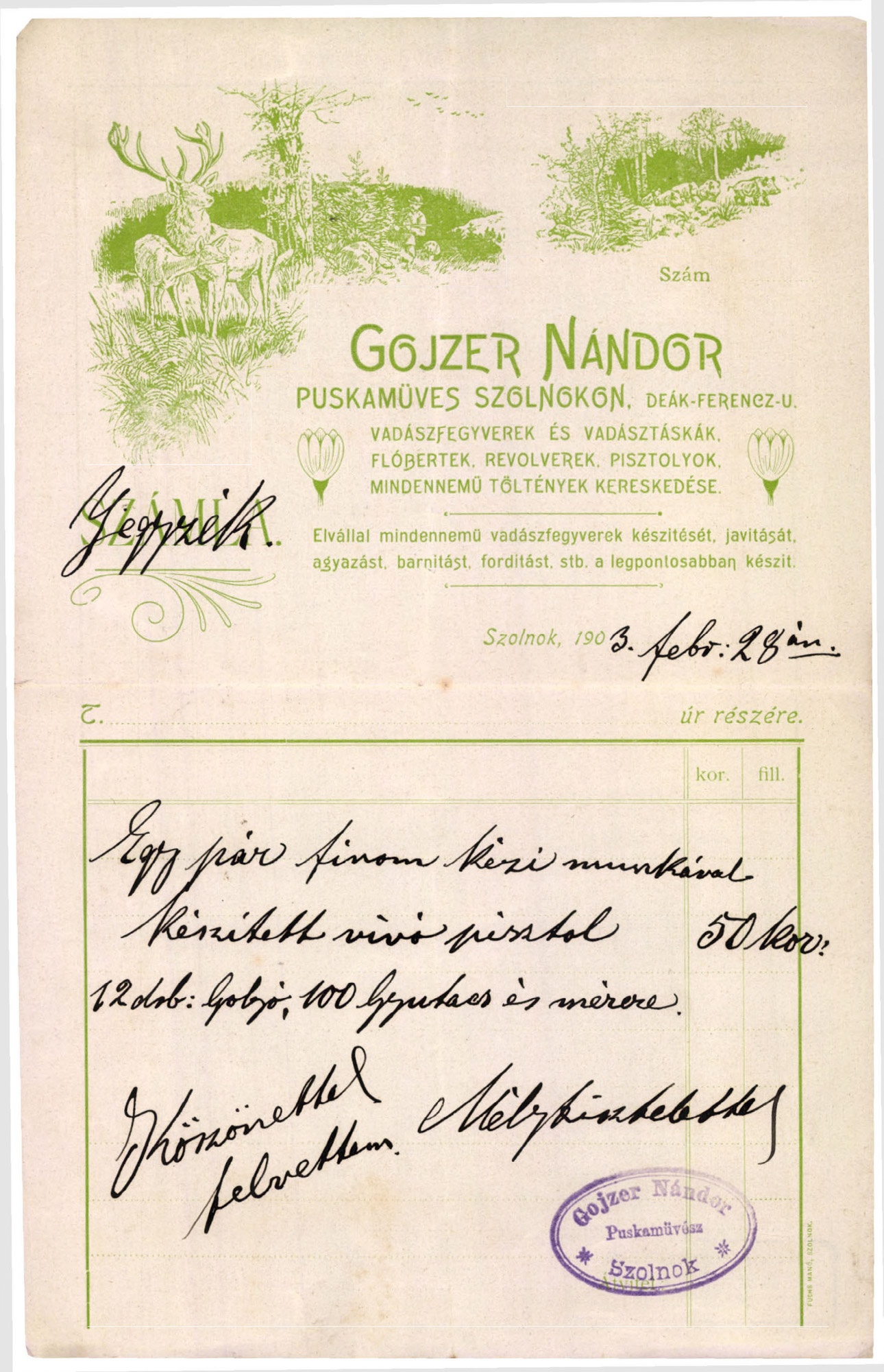 Gojzer Nándor, puskaműves (Magyar Kereskedelmi és Vendéglátóipari Múzeum CC BY-NC-SA)