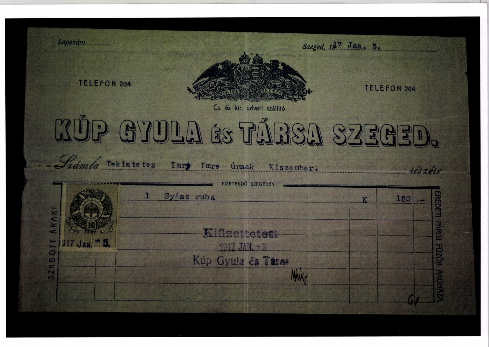 Kúp Gyula és Társa (Magyar Kereskedelmi és Vendéglátóipari Múzeum CC BY-NC-SA)
