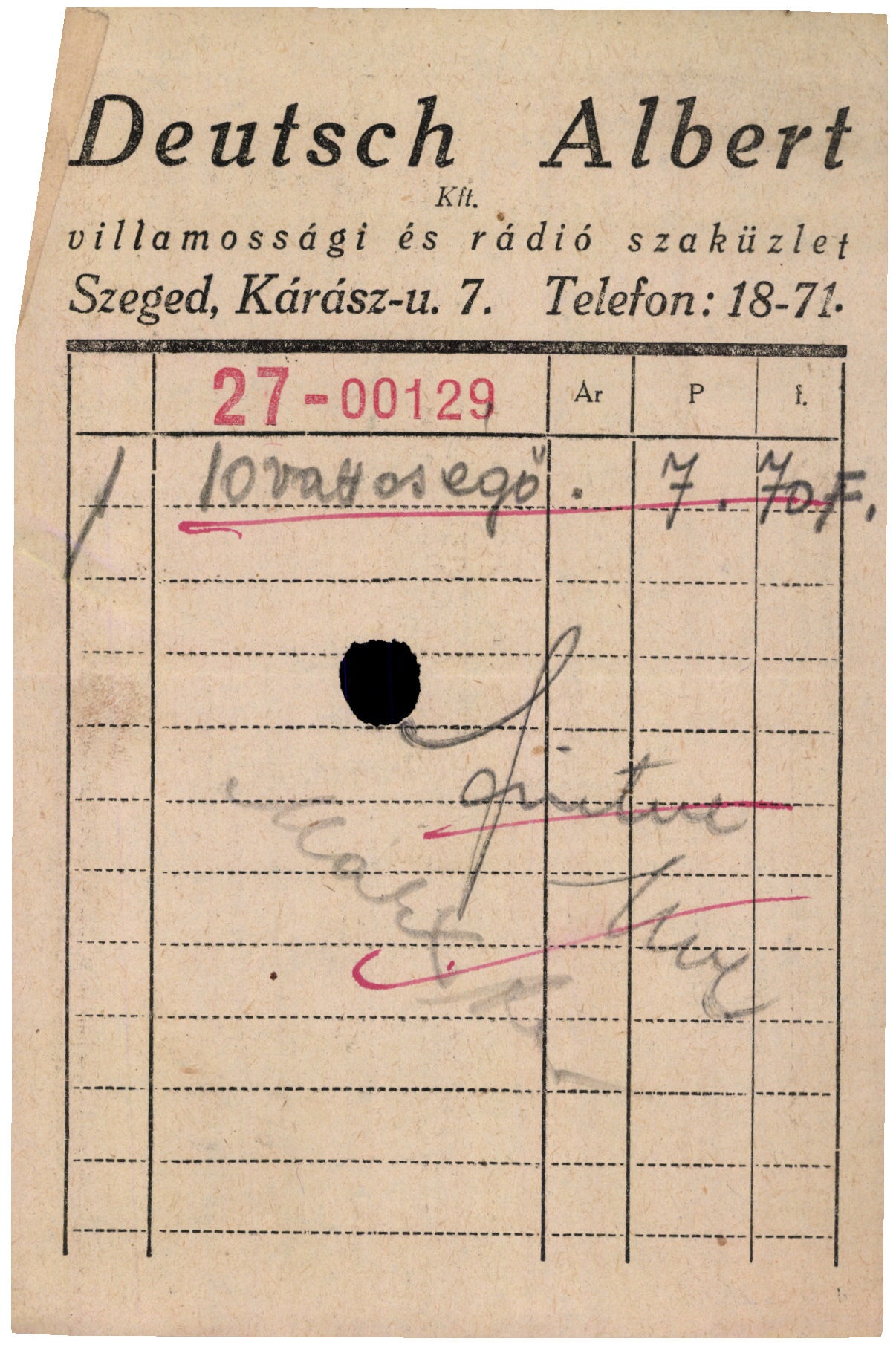 Deutsch Albert Kft. villamossági és rádió szaküzlet (Magyar Kereskedelmi és Vendéglátóipari Múzeum CC BY-NC-SA)