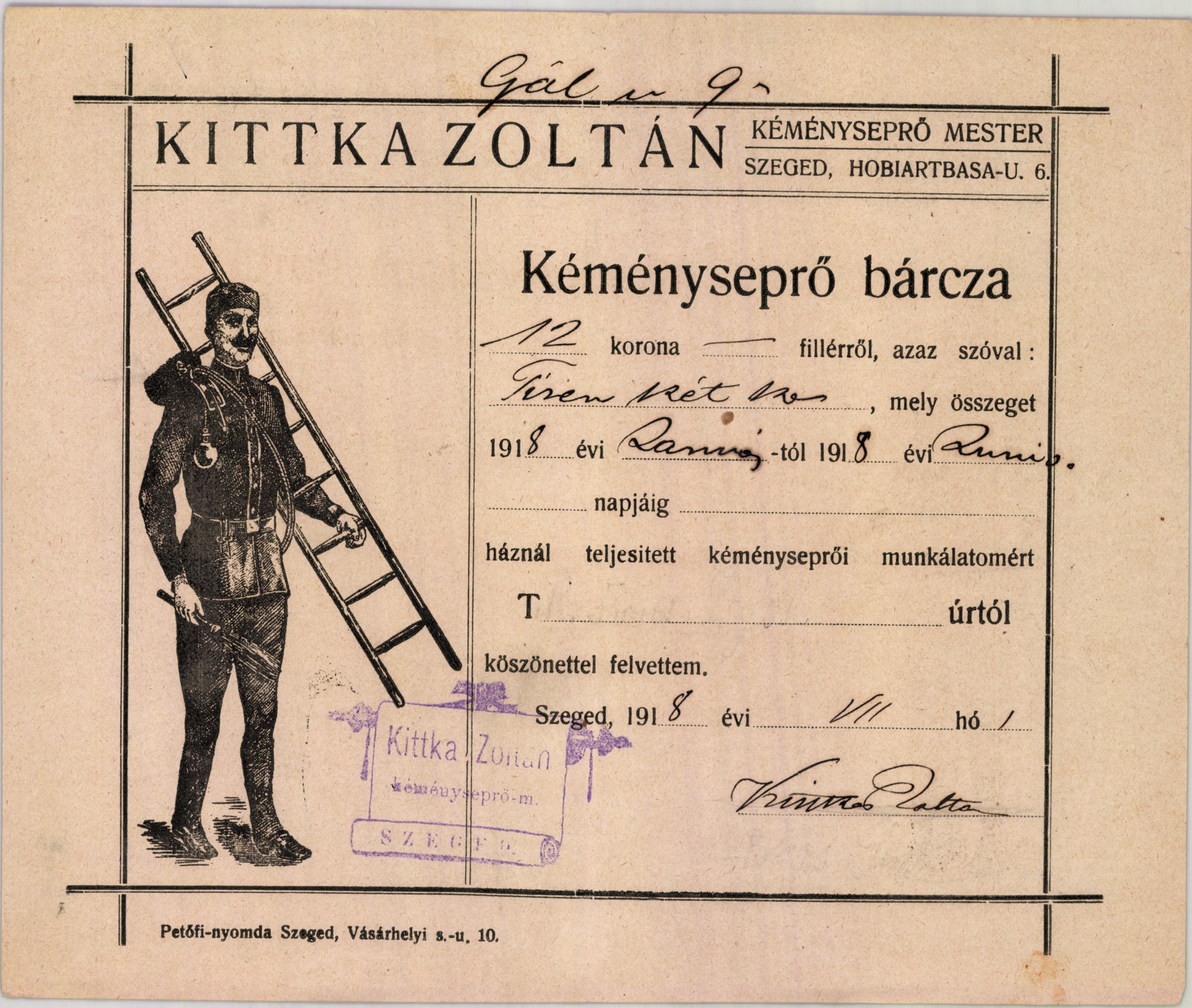 Kittka Zoltán kéményseprő mester (Magyar Kereskedelmi és Vendéglátóipari Múzeum CC BY-NC-SA)