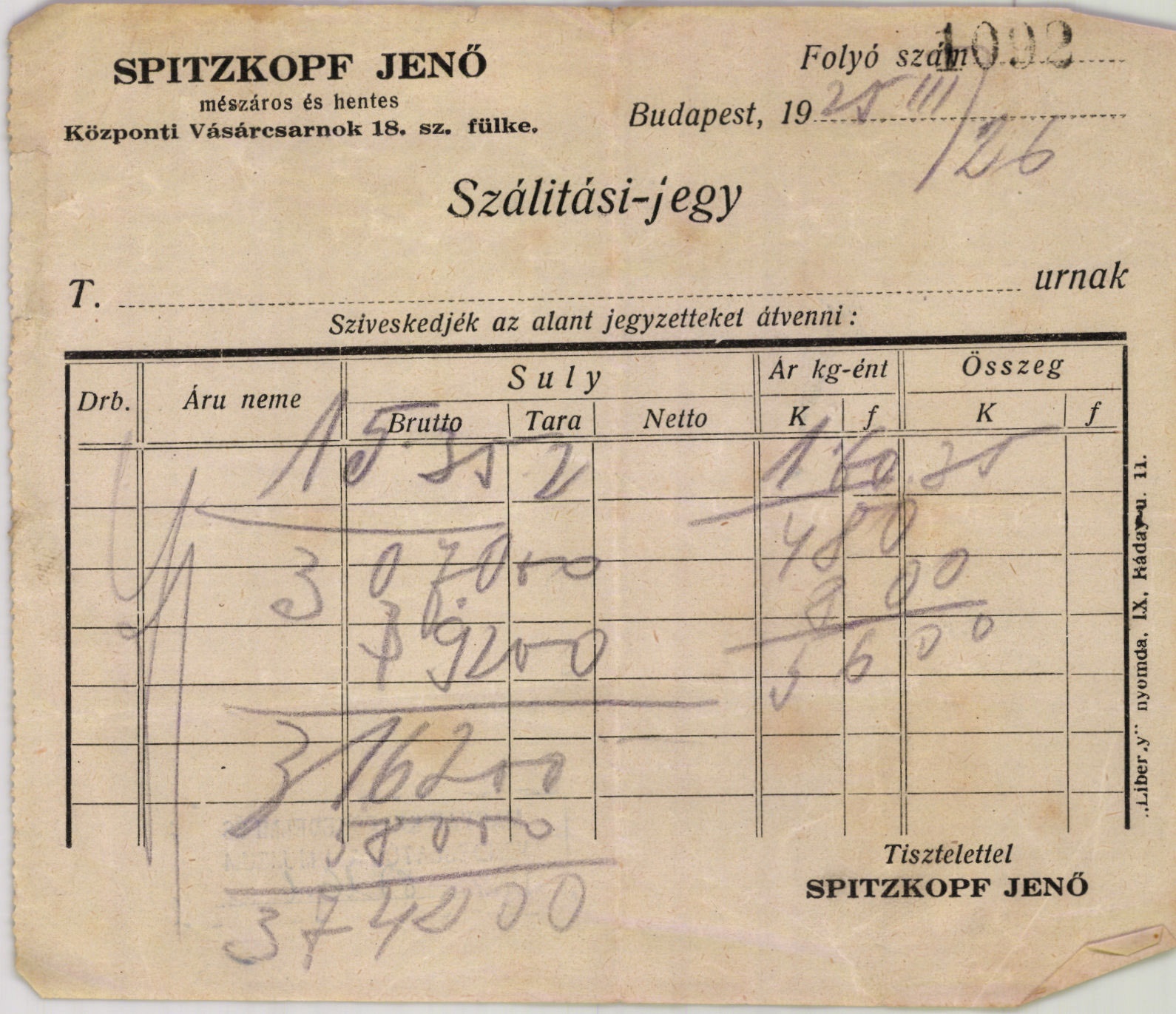 Spitzkopf Jenő mészáros és hentes (Magyar Kereskedelmi és Vendéglátóipari Múzeum CC BY-NC-SA)