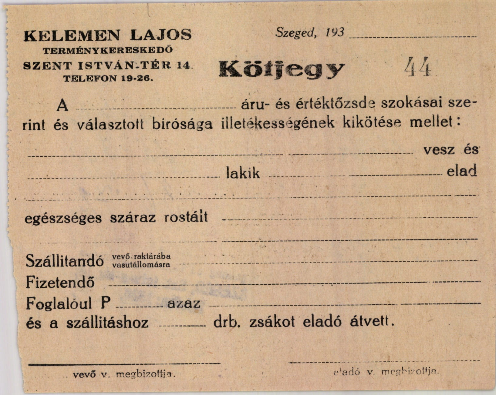 Kelemen Lajos terménykereskedő (Magyar Kereskedelmi és Vendéglátóipari Múzeum CC BY-NC-SA)