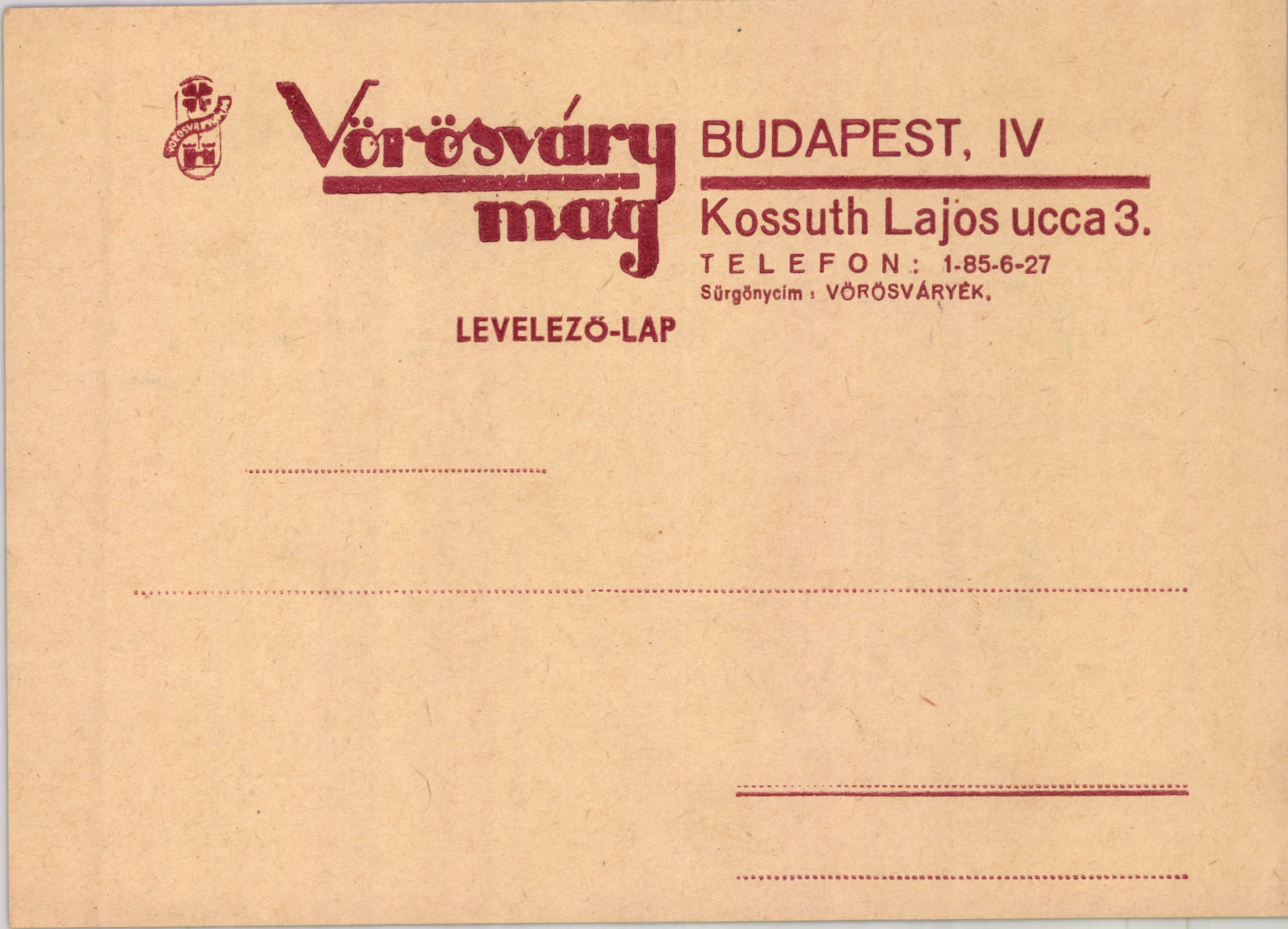 Vörösváry mag (Magyar Kereskedelmi és Vendéglátóipari Múzeum CC BY-NC-SA)
