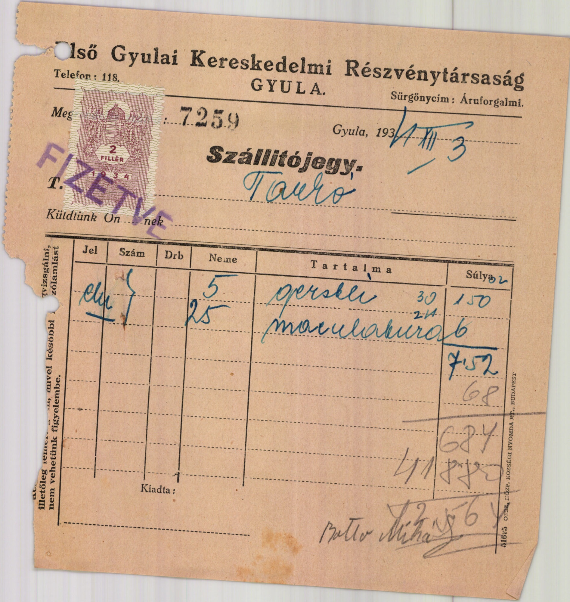 Első Gyulai Kereskedelmi Részvénytársaság (Magyar Kereskedelmi és Vendéglátóipari Múzeum CC BY-NC-SA)
