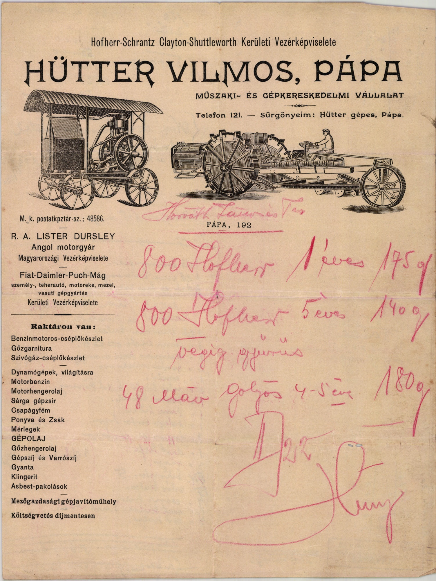Hütter Vilmos műszaki- és gépkereskedelmi vállalat (Magyar Kereskedelmi és Vendéglátóipari Múzeum CC BY-NC-SA)