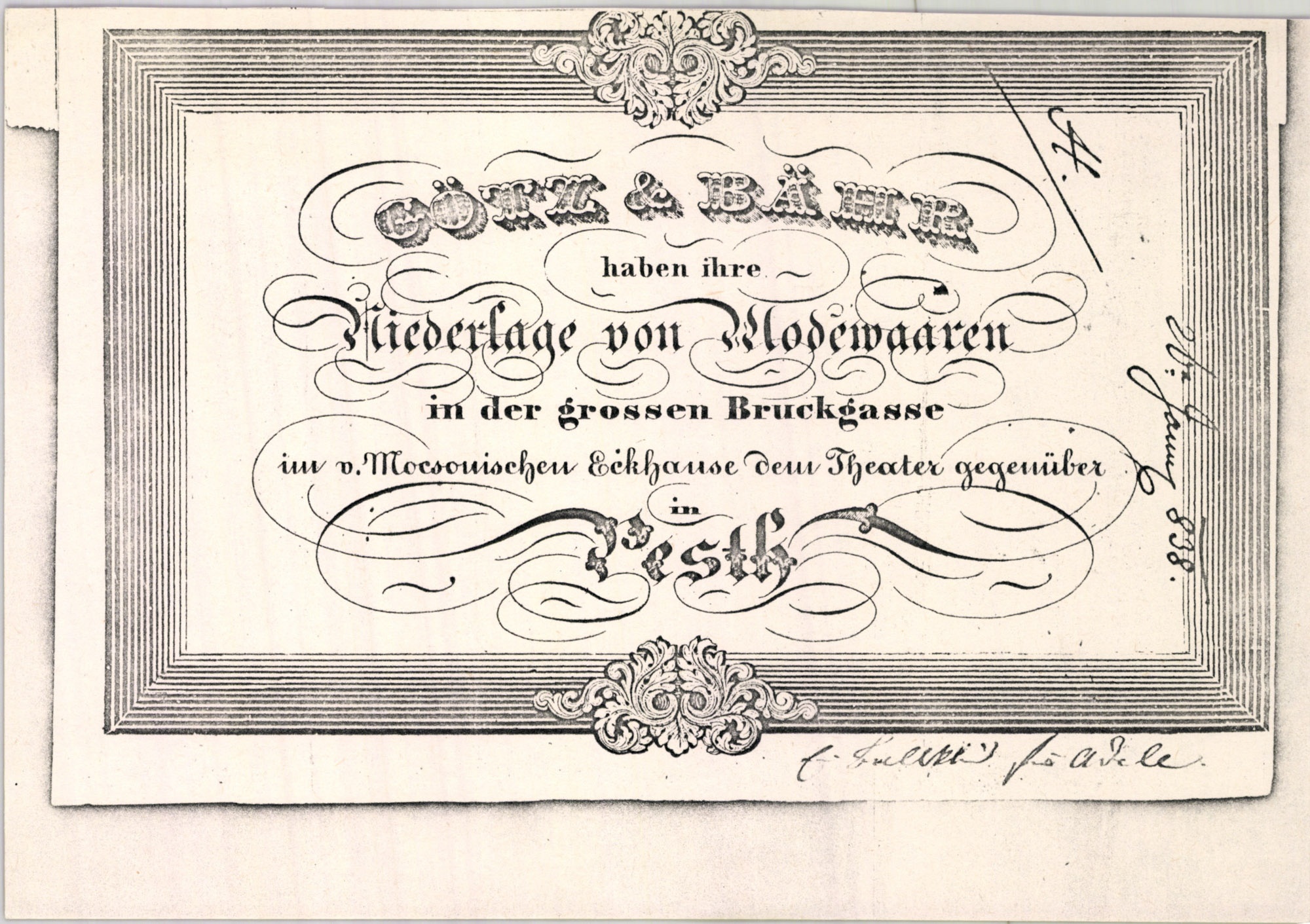 Götz & Bahr számla (Magyar Kereskedelmi és Vendéglátóipari Múzeum CC BY-NC-SA)