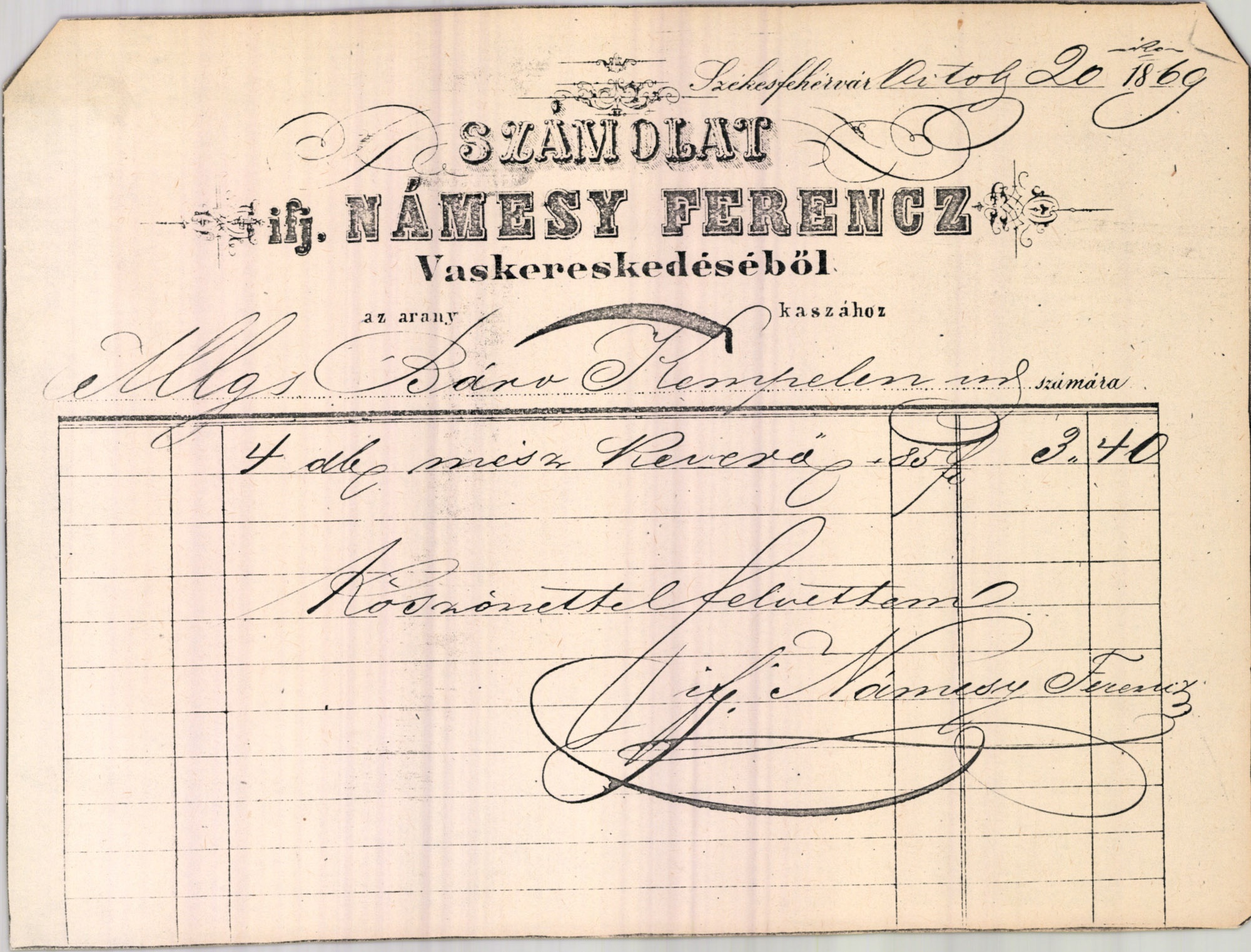ifj. Námesy Ferenc számla (Magyar Kereskedelmi és Vendéglátóipari Múzeum CC BY-NC-SA)