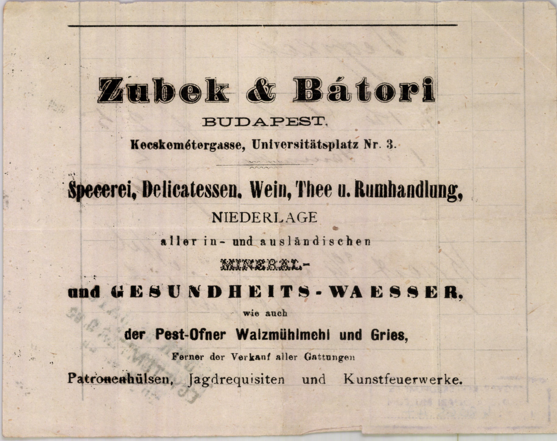 Zubek és Bátori számla (Magyar Kereskedelmi és Vendéglátóipari Múzeum CC BY-NC-SA)