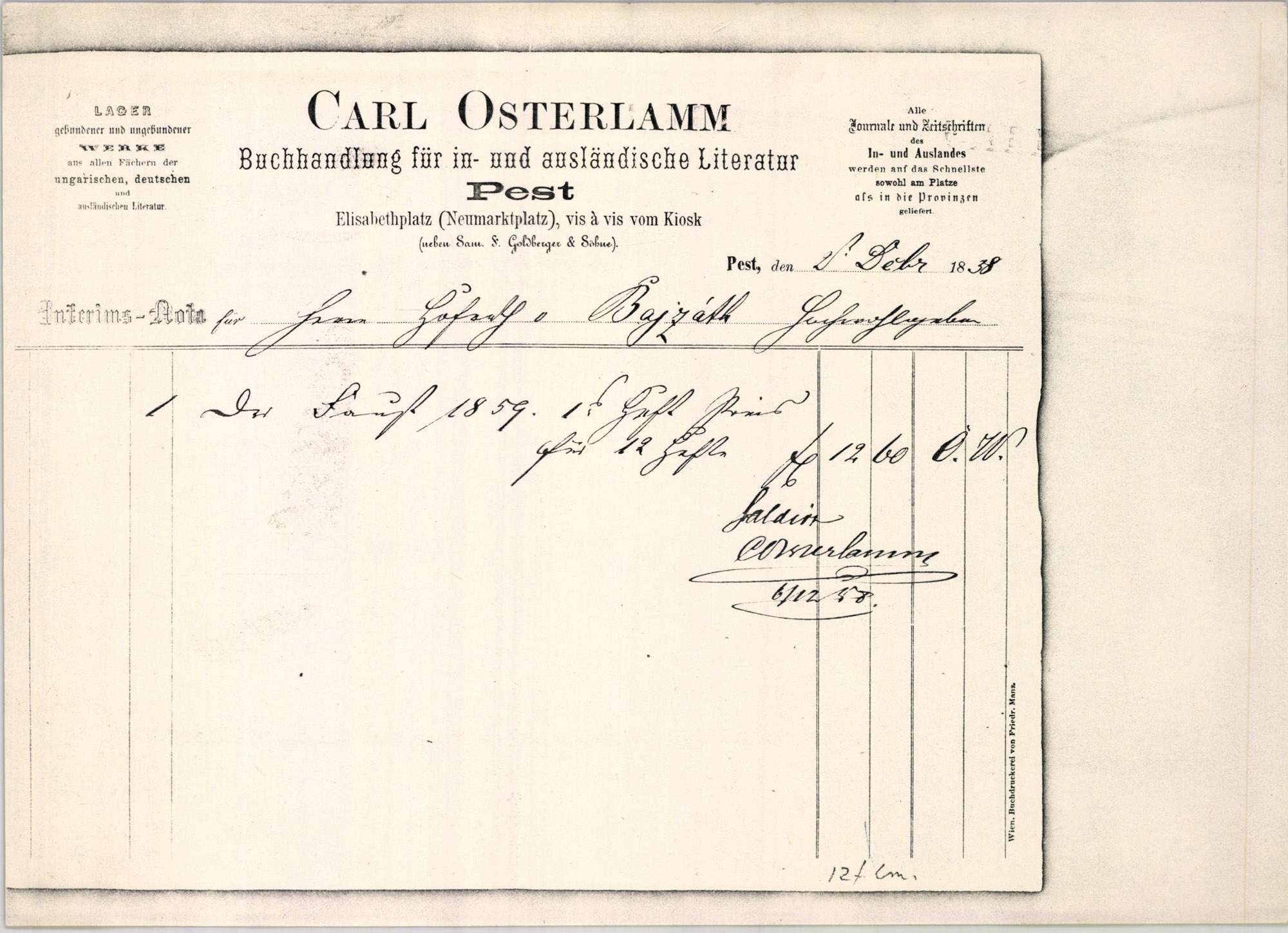 Osterlamm Károly számla (Magyar Kereskedelmi és Vendéglátóipari Múzeum CC BY-NC-SA)