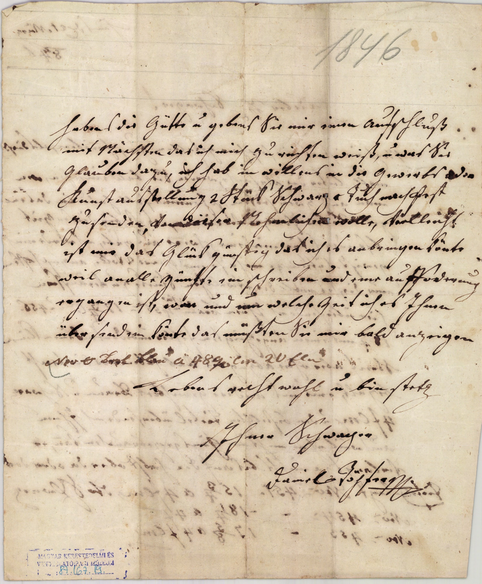 Töpfer D. levél (Magyar Kereskedelmi és Vendéglátóipari Múzeum CC BY-NC-SA)