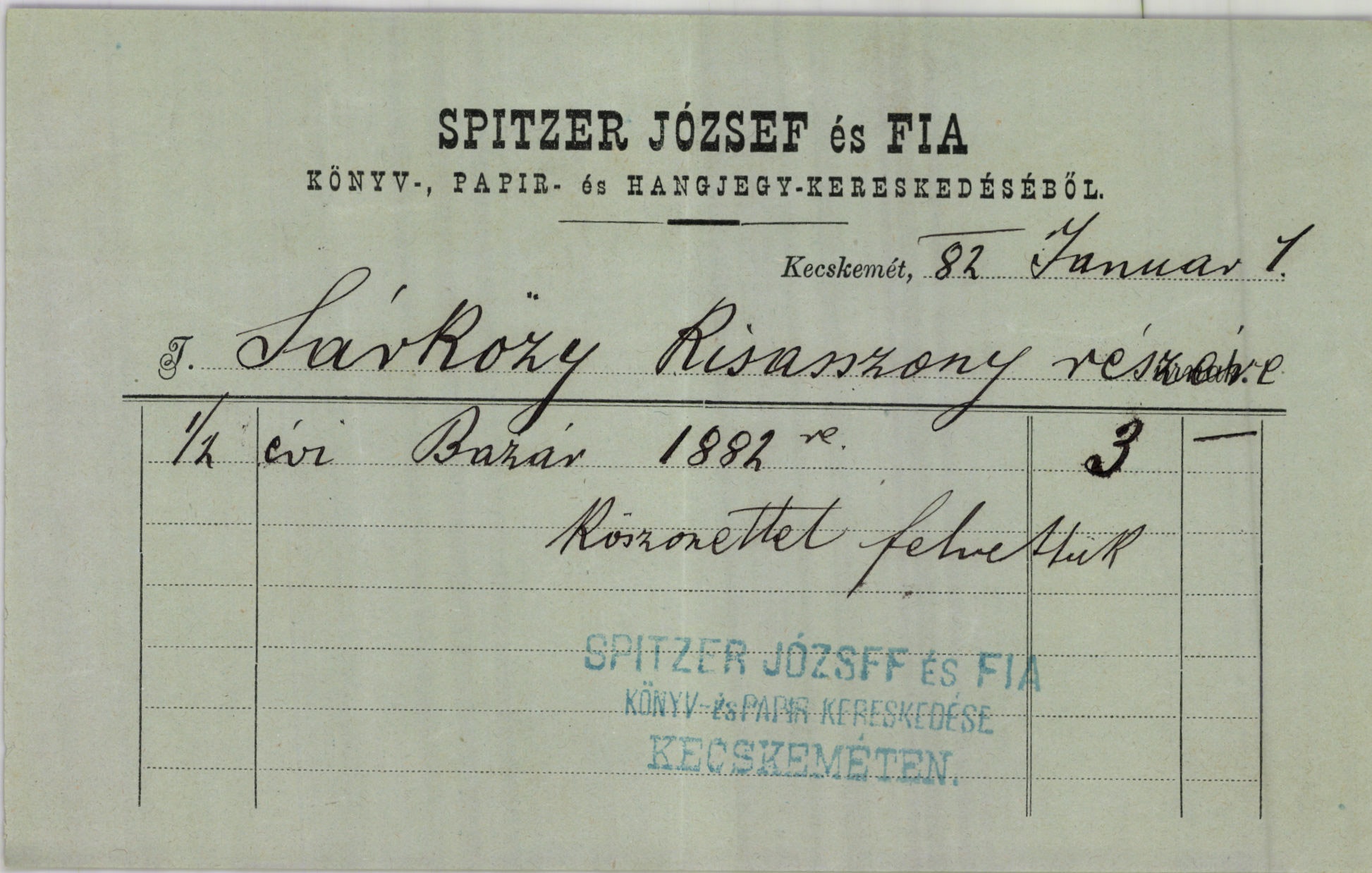 Spitzer József és Fia könyv-, papír- és hangjegykereskedés (Magyar Kereskedelmi és Vendéglátóipari Múzeum CC BY-NC-SA)