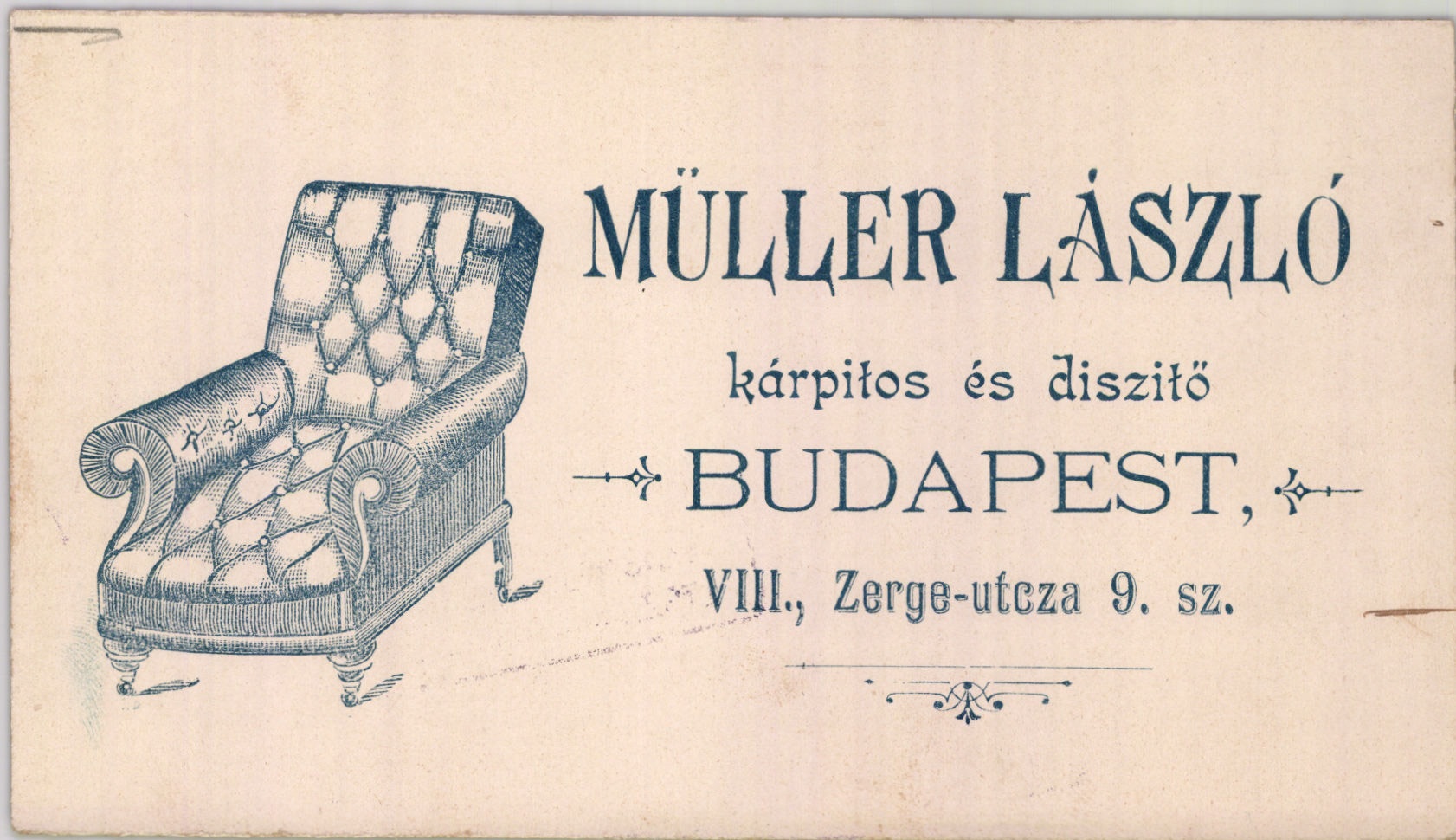 Müller László kárpitos és díszítő (Magyar Kereskedelmi és Vendéglátóipari Múzeum CC BY-NC-SA)