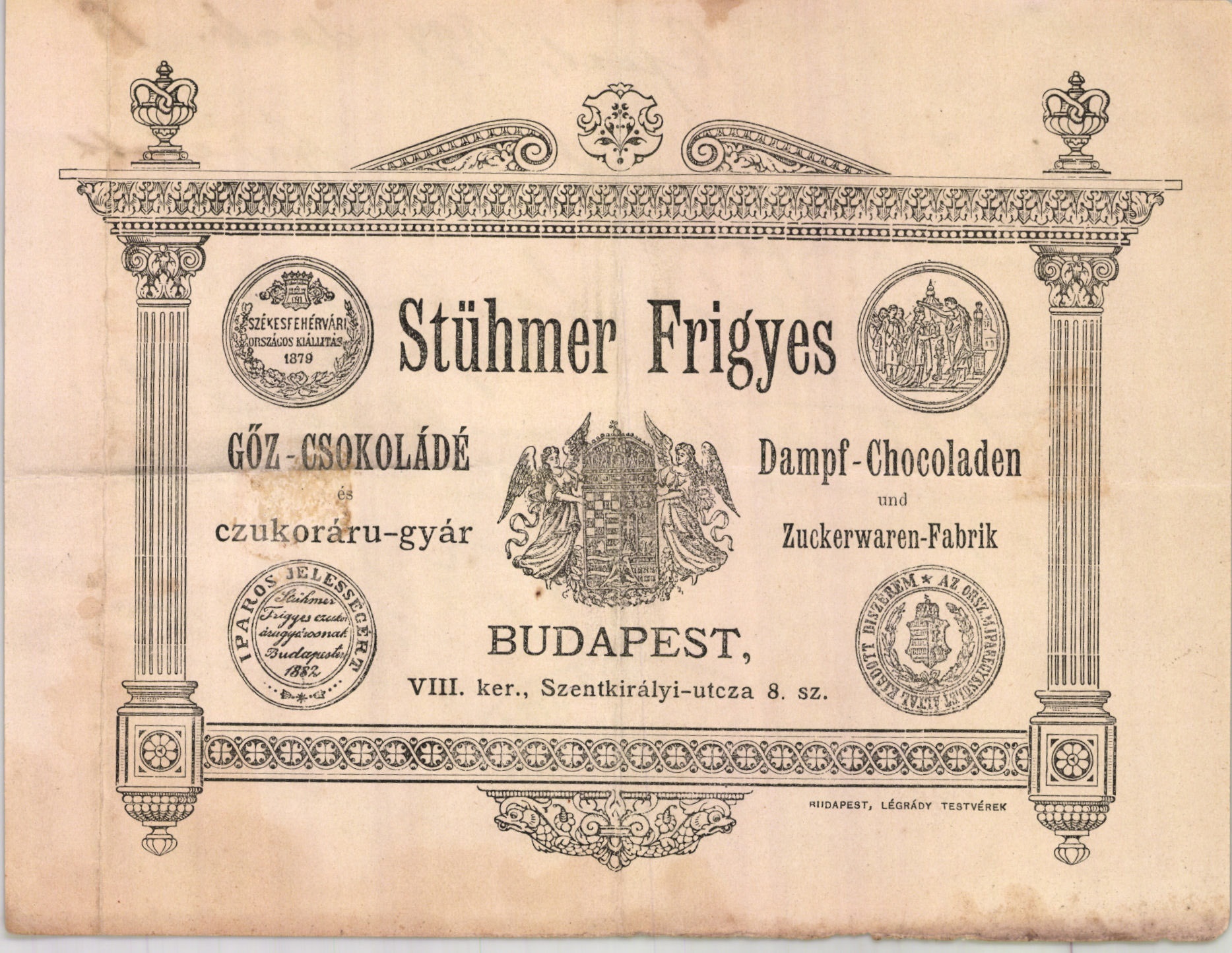 Stühmer Frigyes gőz csokoládé cukoráru-gyár (Magyar Kereskedelmi és Vendéglátóipari Múzeum CC BY-NC-SA)