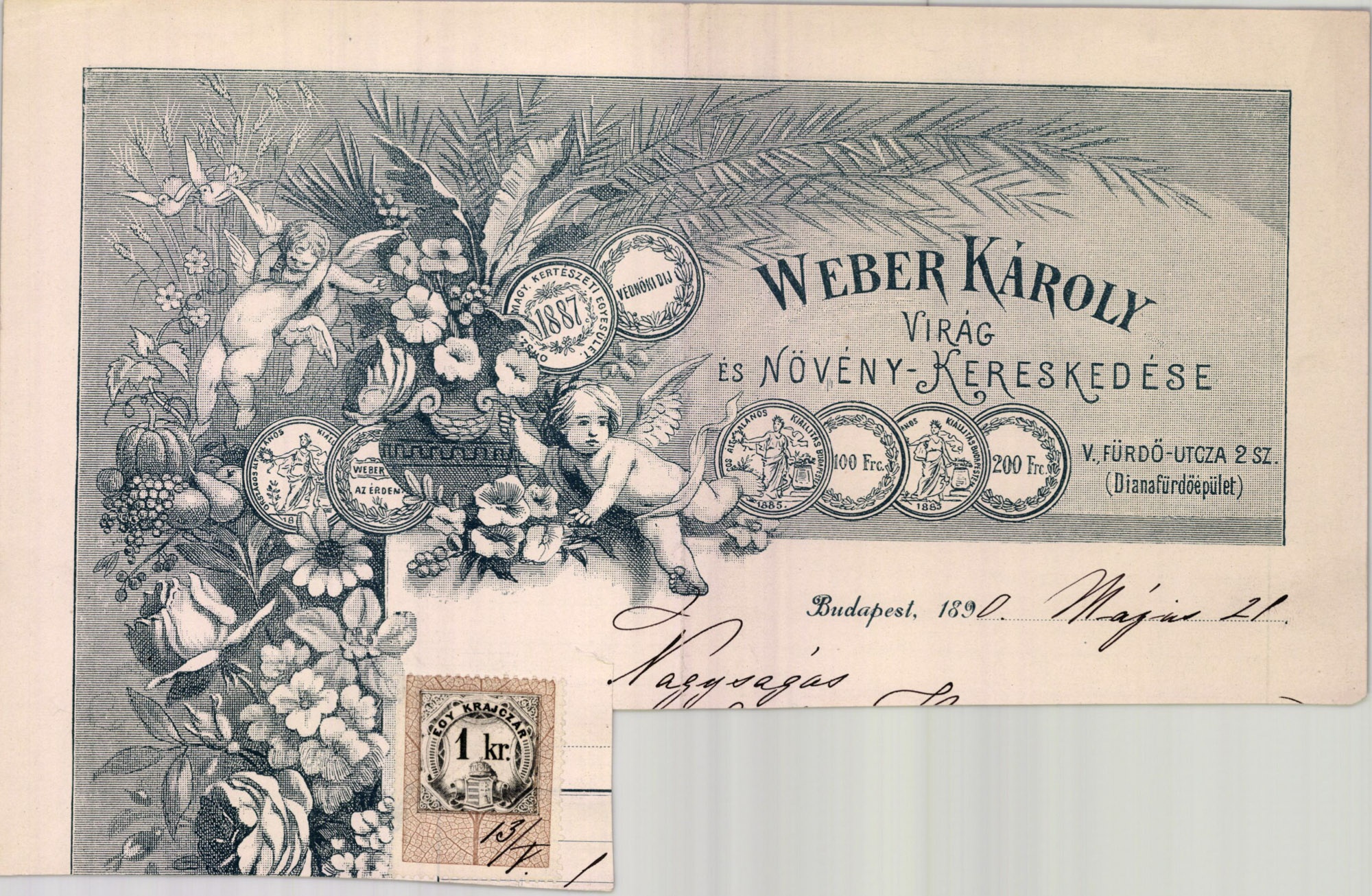Weber Károly virág- és növény-kereskedése (Magyar Kereskedelmi és Vendéglátóipari Múzeum CC BY-NC-SA)
