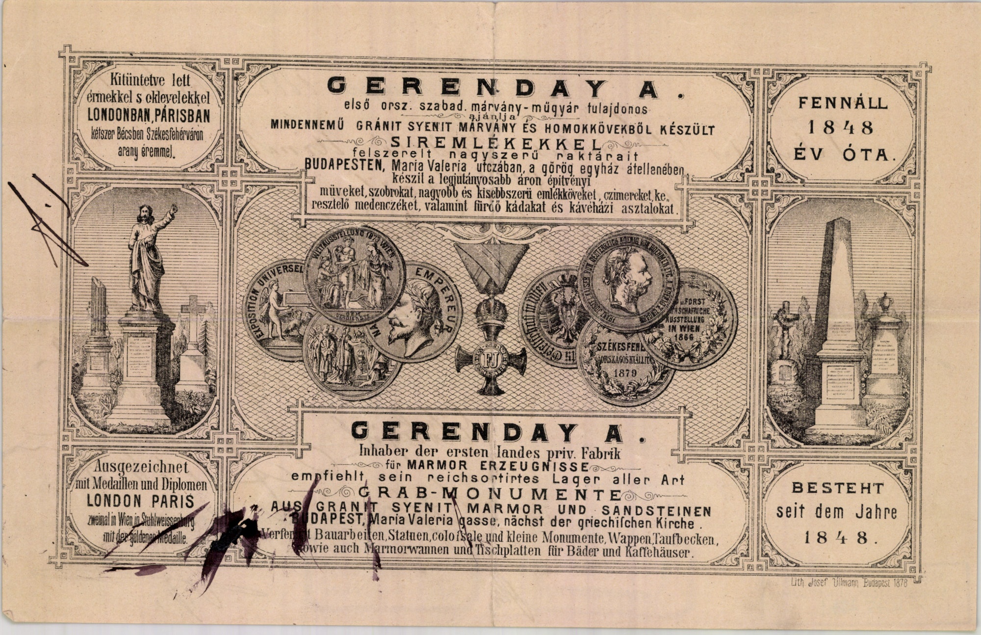Gerenday A. márvány-műgyár tulajdonos (Magyar Kereskedelmi és Vendéglátóipari Múzeum CC BY-NC-SA)
