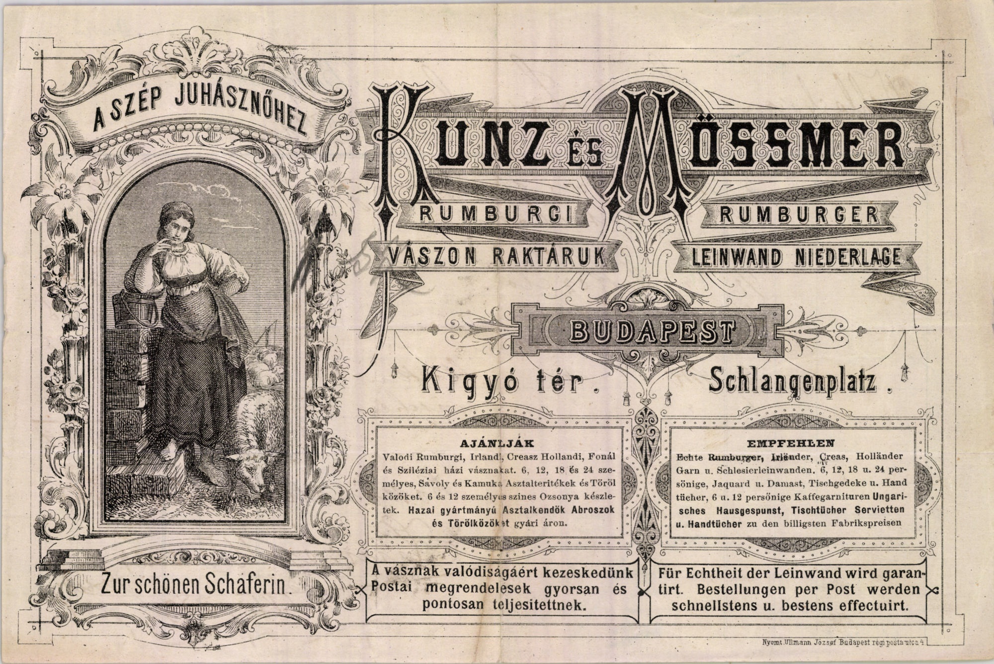 Kunz és Mössmer rumburgi vászon raktáruk (Magyar Kereskedelmi és Vendéglátóipari Múzeum CC BY-NC-SA)