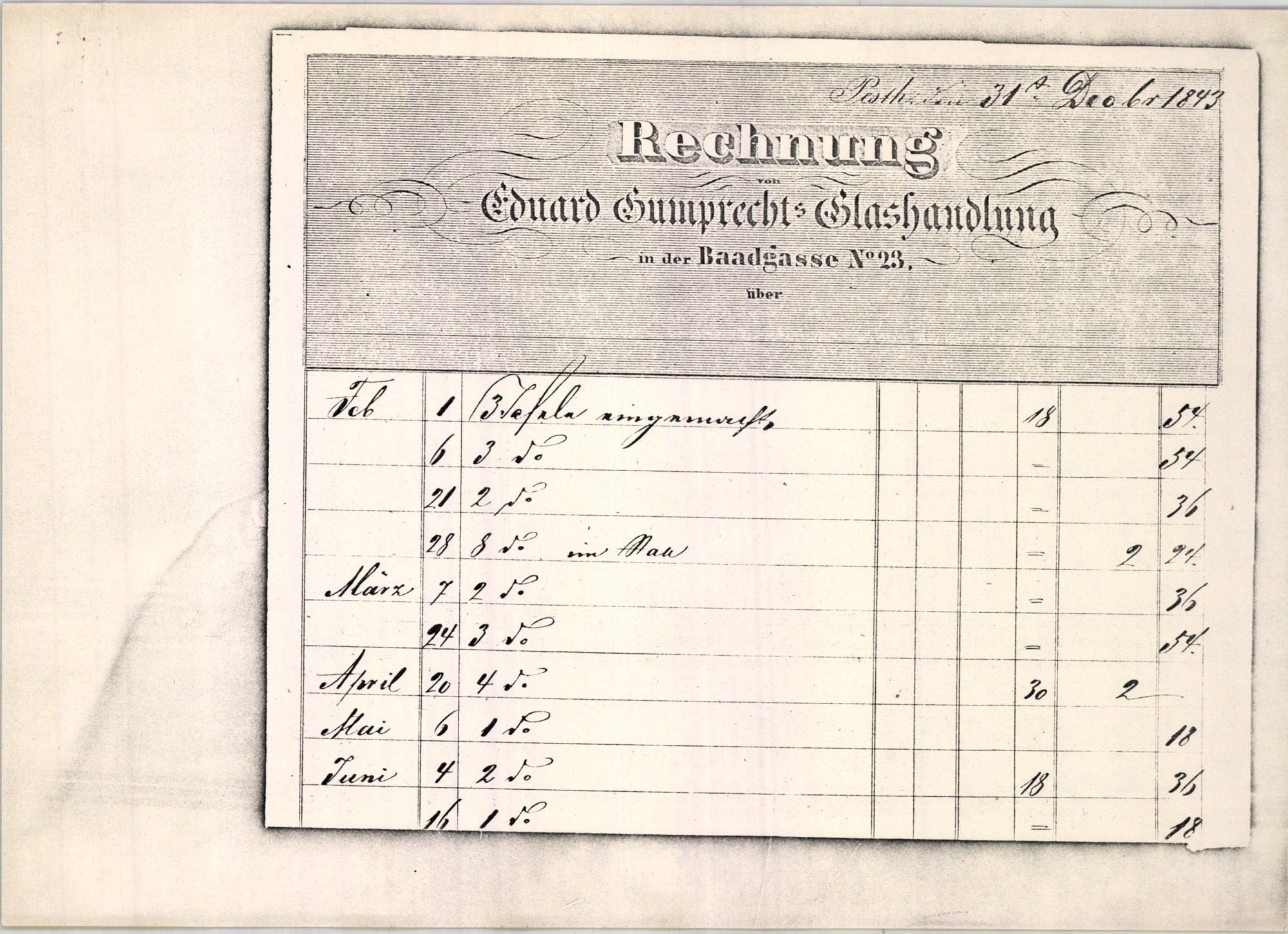 Gumprecht Eduárd számla (Magyar Kereskedelmi és Vendéglátóipari Múzeum CC BY-NC-SA)