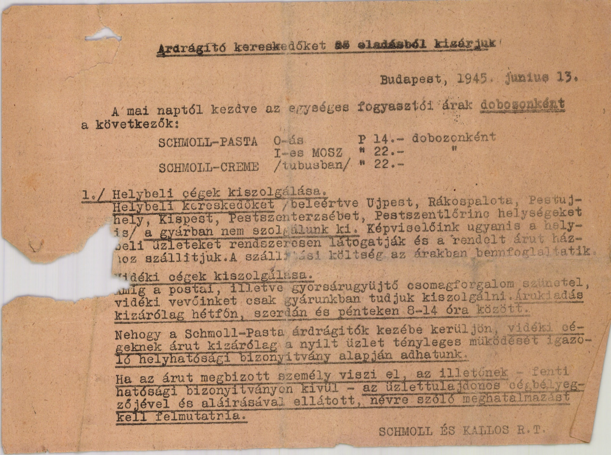 Schmoll és Kallós R. T. (Magyar Kereskedelmi és Vendéglátóipari Múzeum CC BY-NC-SA)