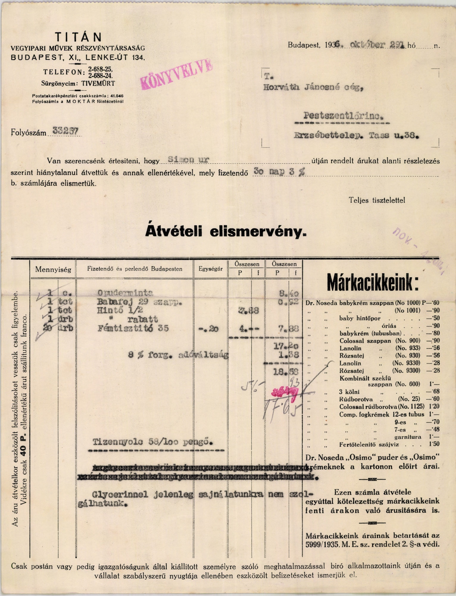 Titán Vegyipari Művek Részvénytársaság (Magyar Kereskedelmi és Vendéglátóipari Múzeum CC BY-NC-SA)