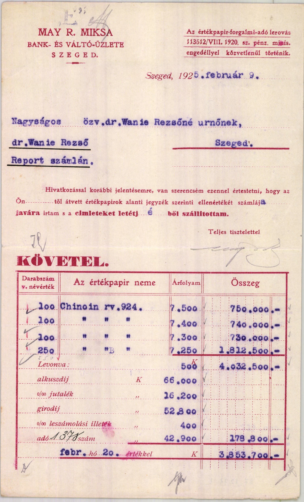 May R. Miksa bank- és váltó-üzlete (Magyar Kereskedelmi és Vendéglátóipari Múzeum CC BY-NC-SA)