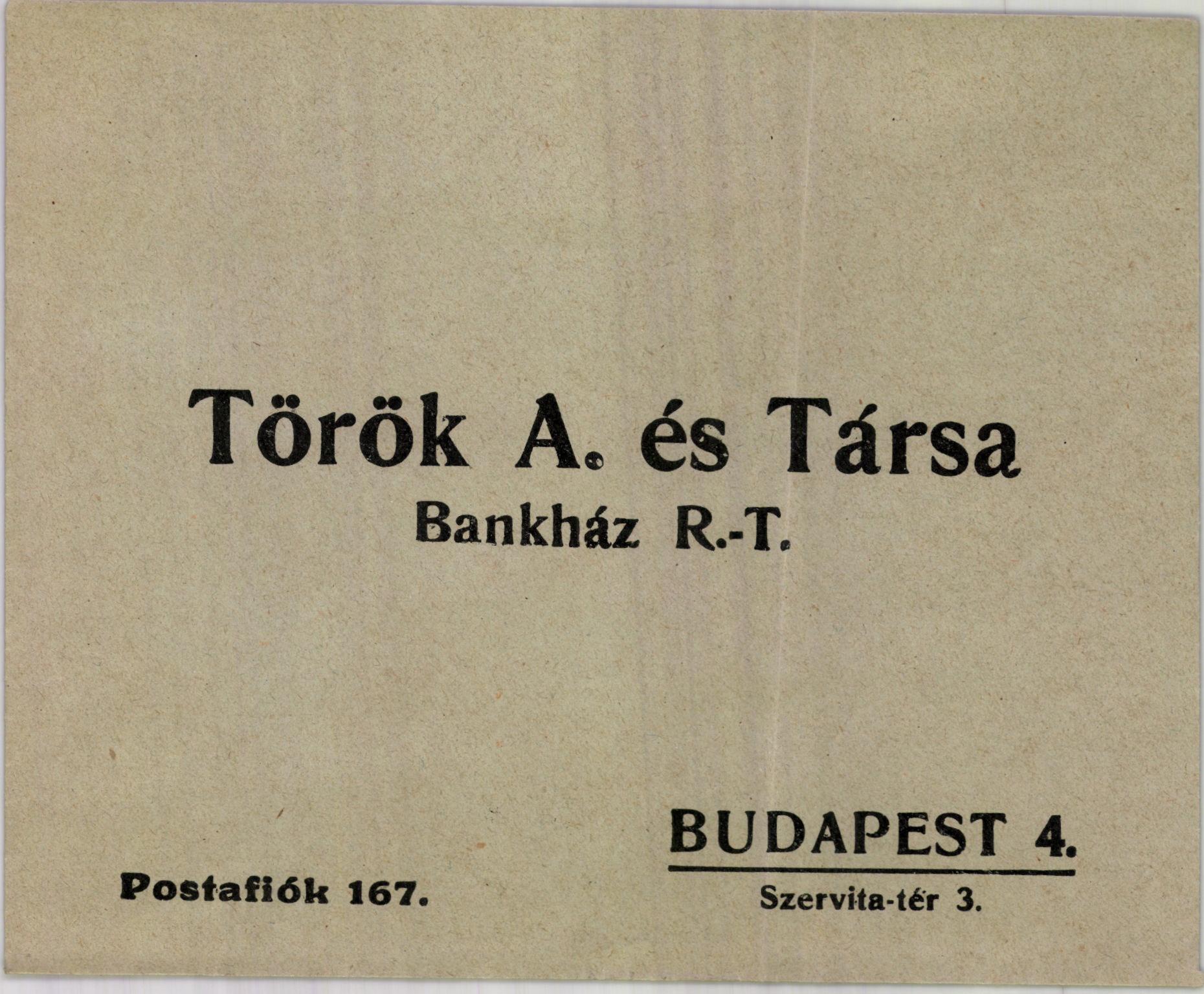 Török A. és Tsa Bankház rt. (Magyar Kereskedelmi és Vendéglátóipari Múzeum CC BY-NC-SA)