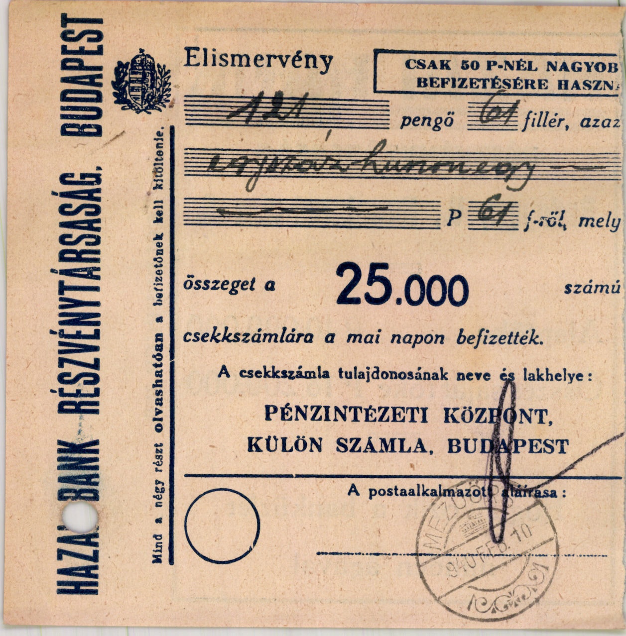A számla gyűjtemény egyik tárgya. (Magyar Kereskedelmi és Vendéglátóipari Múzeum CC BY-NC-SA)