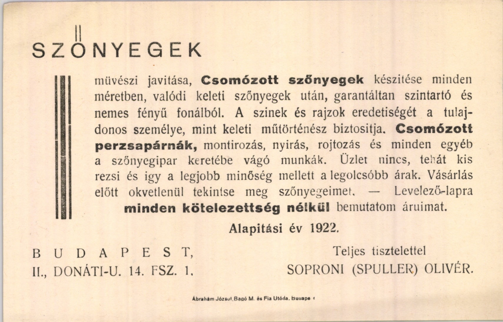 Soproni (Spuller) Olivér szőnyegek javítása (Magyar Kereskedelmi és Vendéglátóipari Múzeum CC BY-NC-SA)