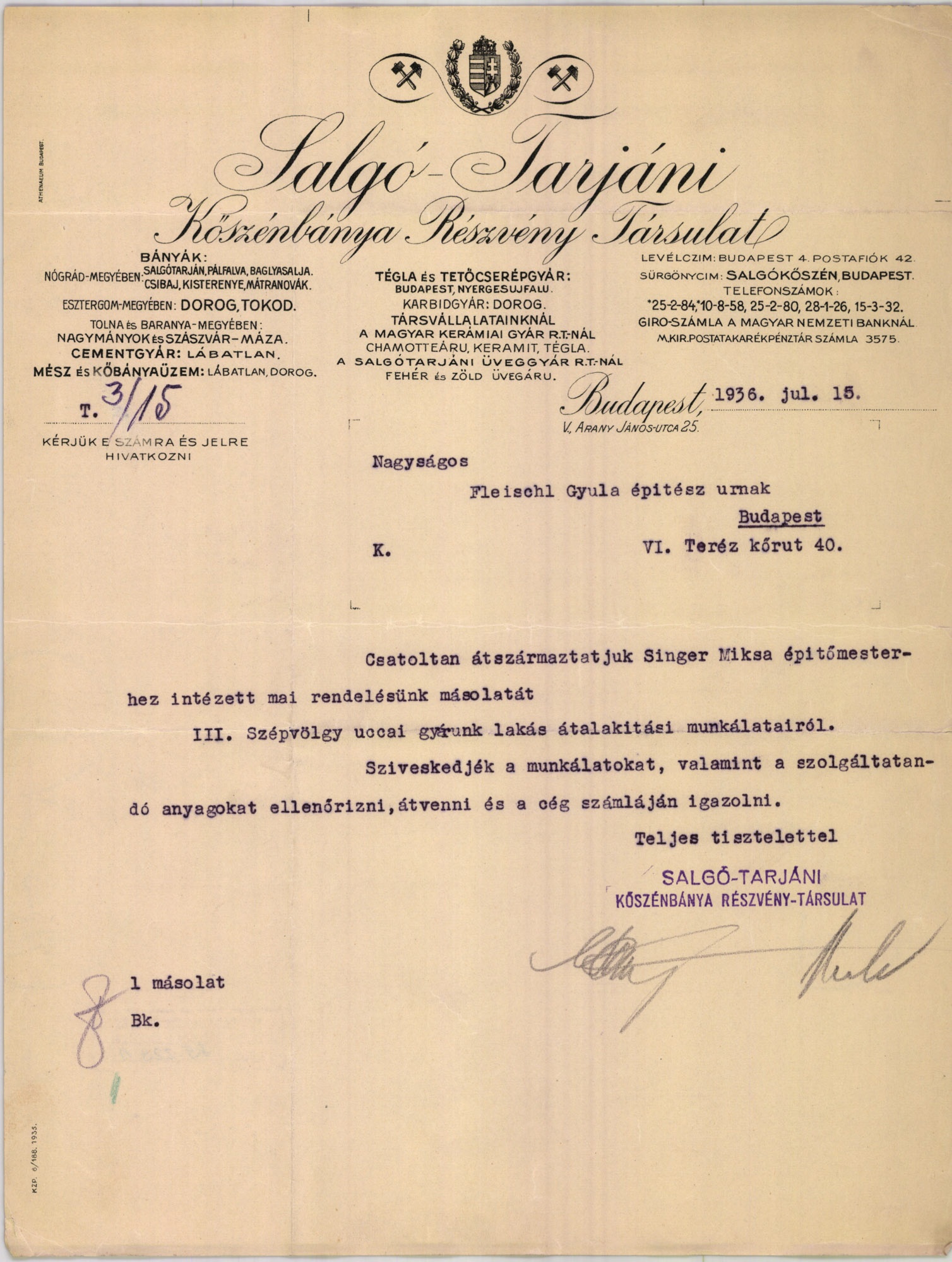 Salgó-Tarjáni Kőszénbánya Részvény Társulat (Magyar Kereskedelmi és Vendéglátóipari Múzeum CC BY-NC-SA)