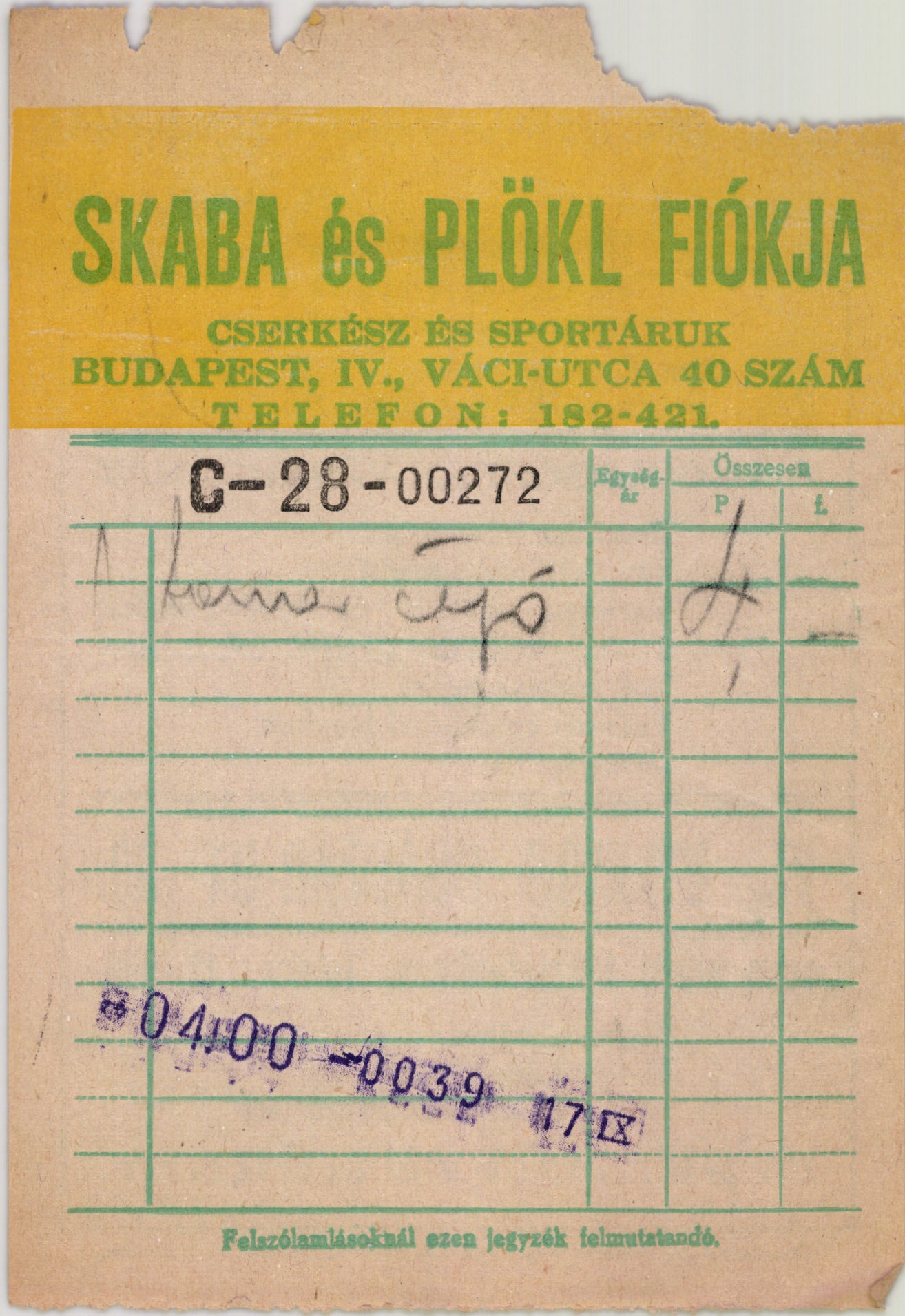 Skaba és Plökl Fiókja cserkész és sportáruk (Magyar Kereskedelmi és Vendéglátóipari Múzeum CC BY-NC-SA)