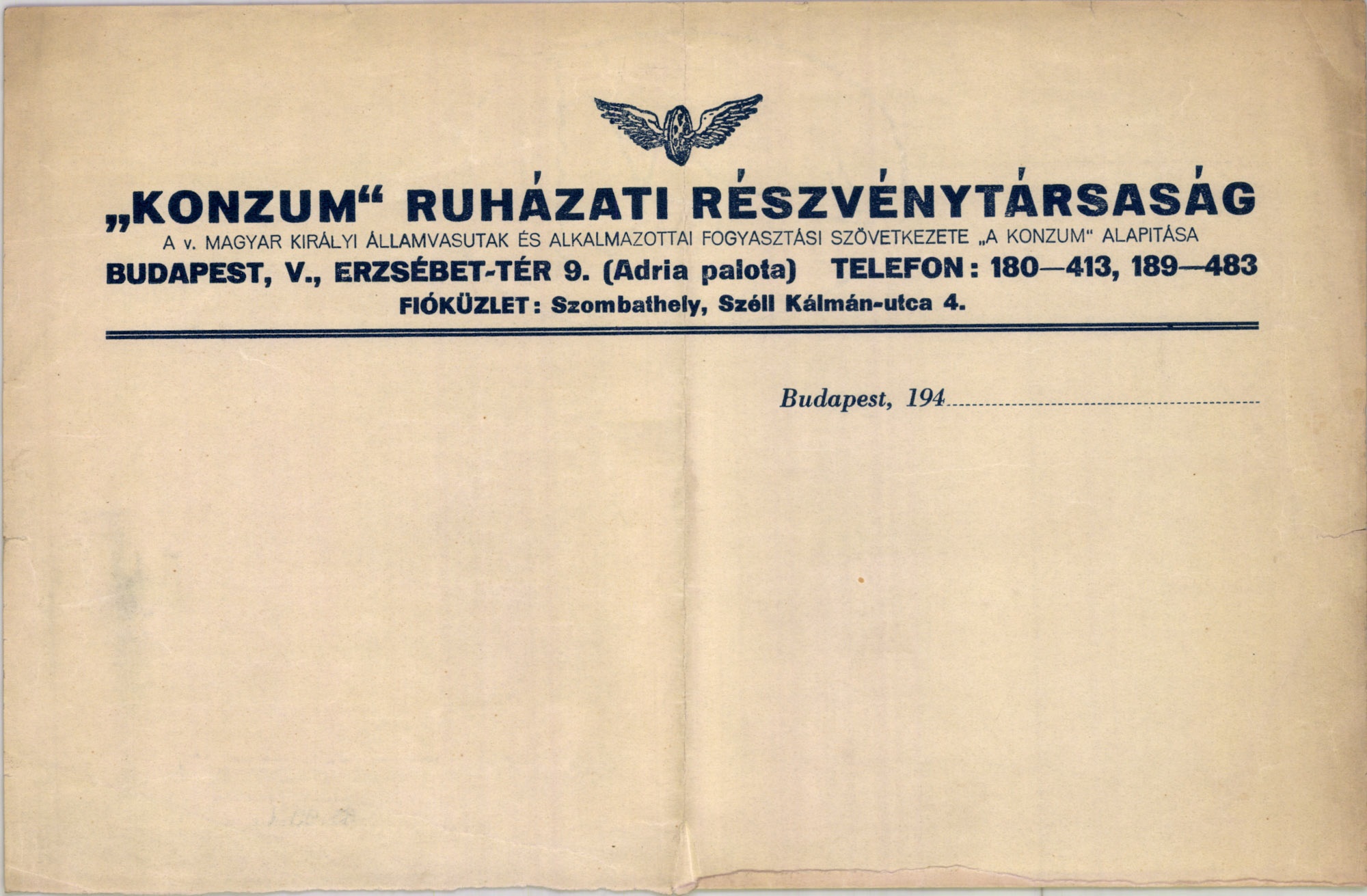"Konzum" Ruházati Részvénytársaság (Magyar Kereskedelmi és Vendéglátóipari Múzeum CC BY-NC-SA)