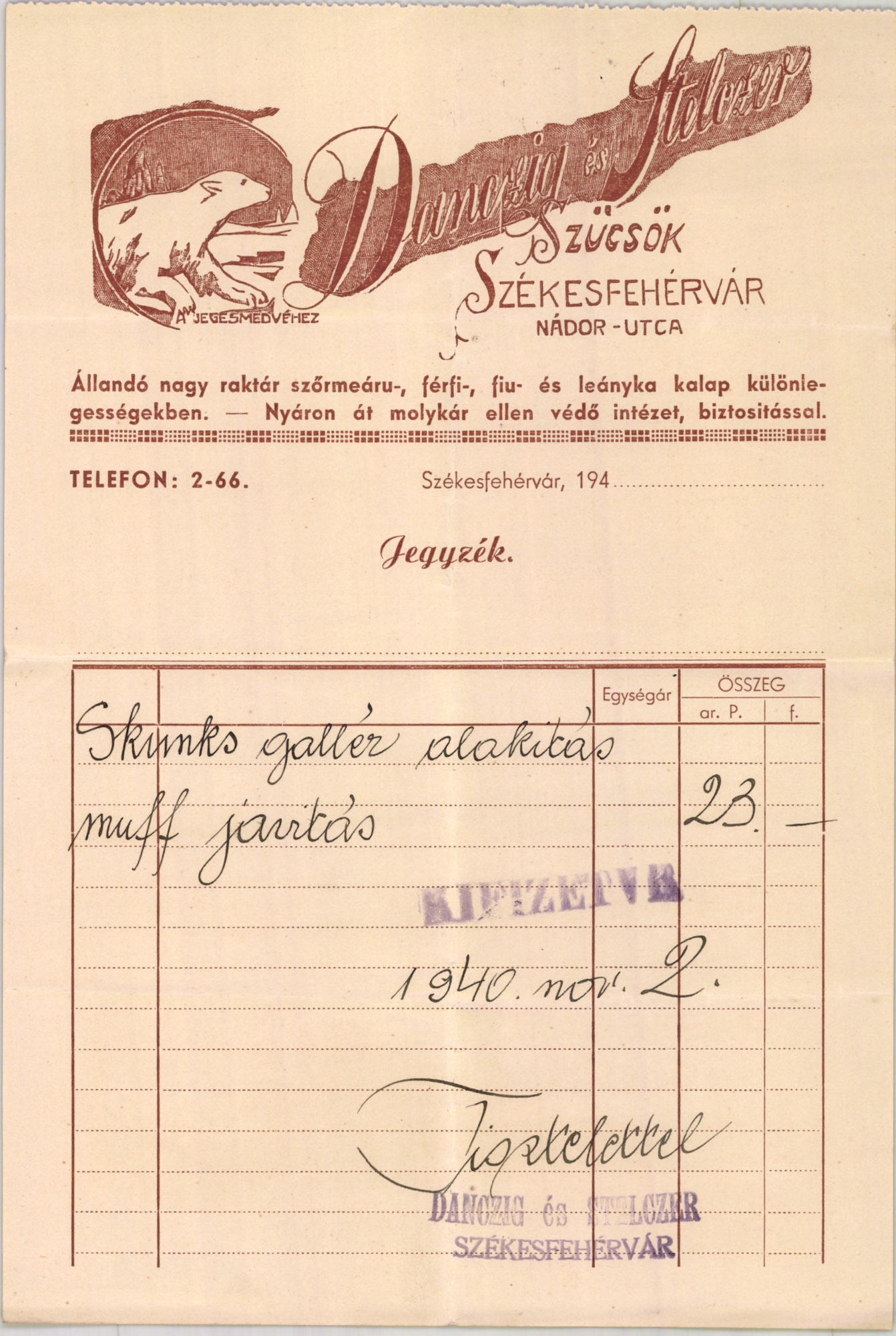 Danczig és Stelczer szűcsök (Magyar Kereskedelmi és Vendéglátóipari Múzeum CC BY-NC-SA)
