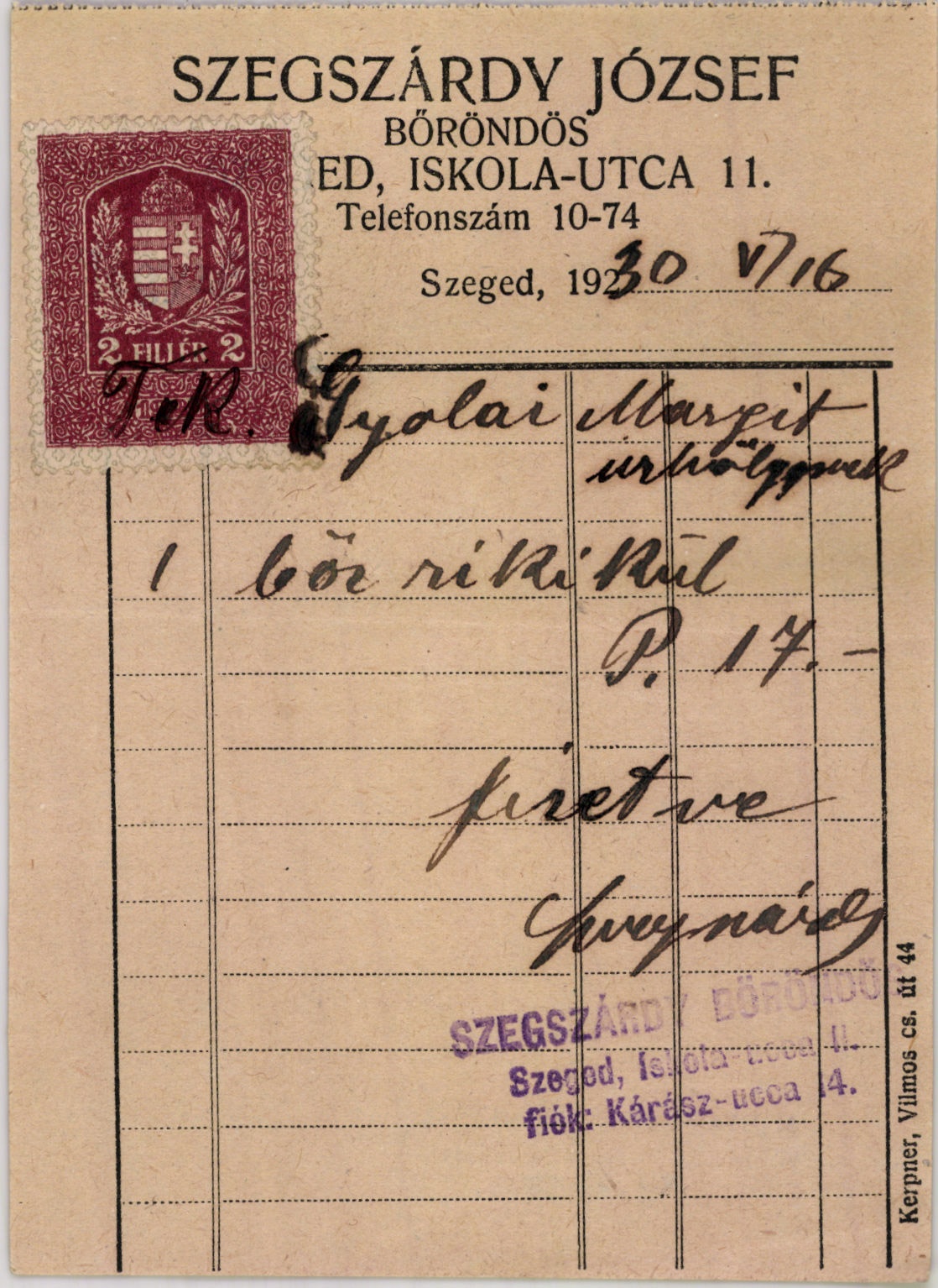 Szegszárdy József bőröndös (Magyar Kereskedelmi és Vendéglátóipari Múzeum CC BY-NC-SA)