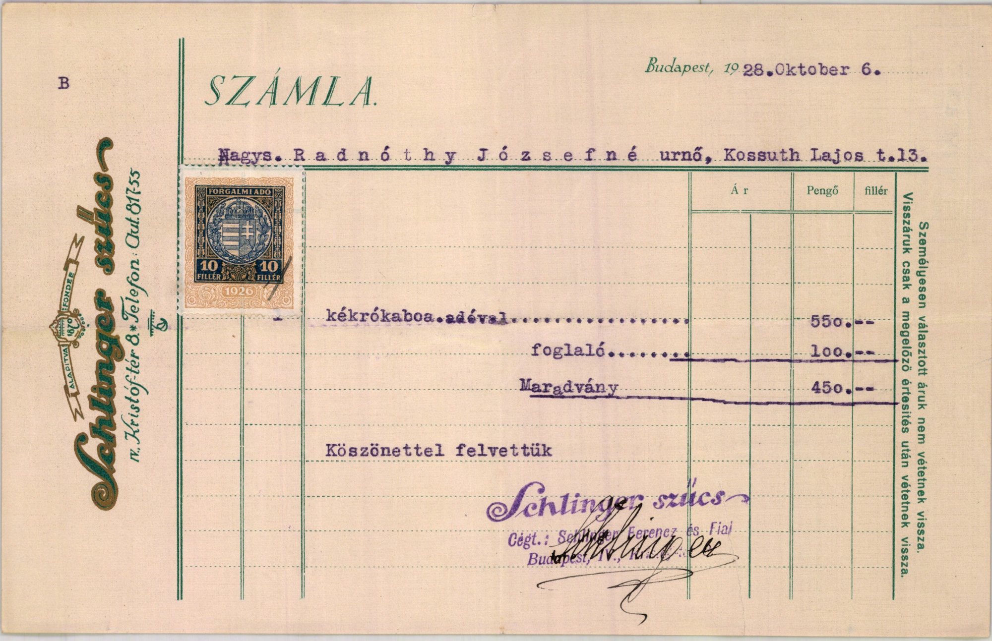 Schlinger szűcs (Magyar Kereskedelmi és Vendéglátóipari Múzeum CC BY-NC-SA)