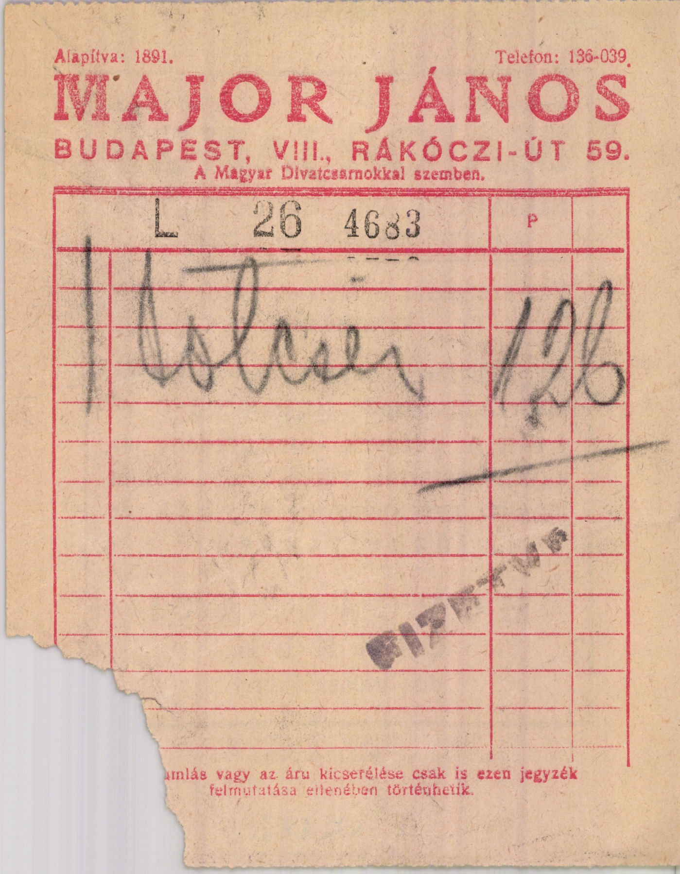 Major János vas-szerszám, épület- és bútorvasalás kereskedése (Magyar Kereskedelmi és Vendéglátóipari Múzeum CC BY-NC-SA)