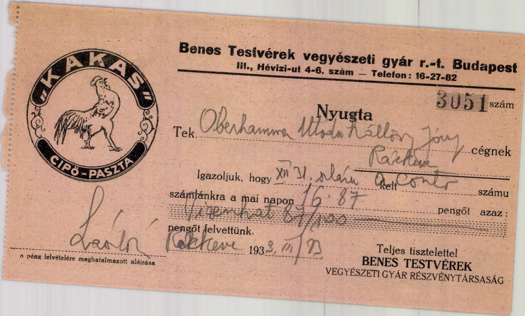 Benes Testvérek Vegyészeti Gyár R. T. (Magyar Kereskedelmi és Vendéglátóipari Múzeum CC BY-NC-SA)