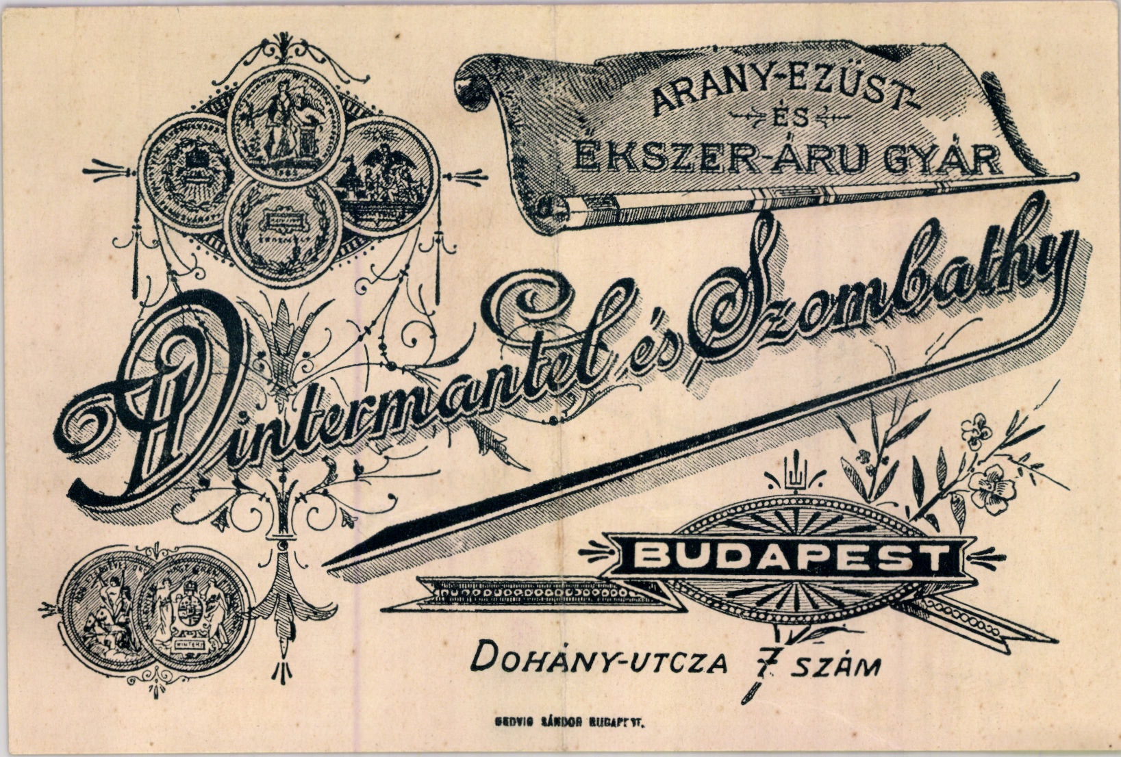 Wintermantel és Szombathy Arany-Ezüst, Ékszer-áru Gyár (Magyar Kereskedelmi és Vendéglátóipari Múzeum CC BY-NC-SA)