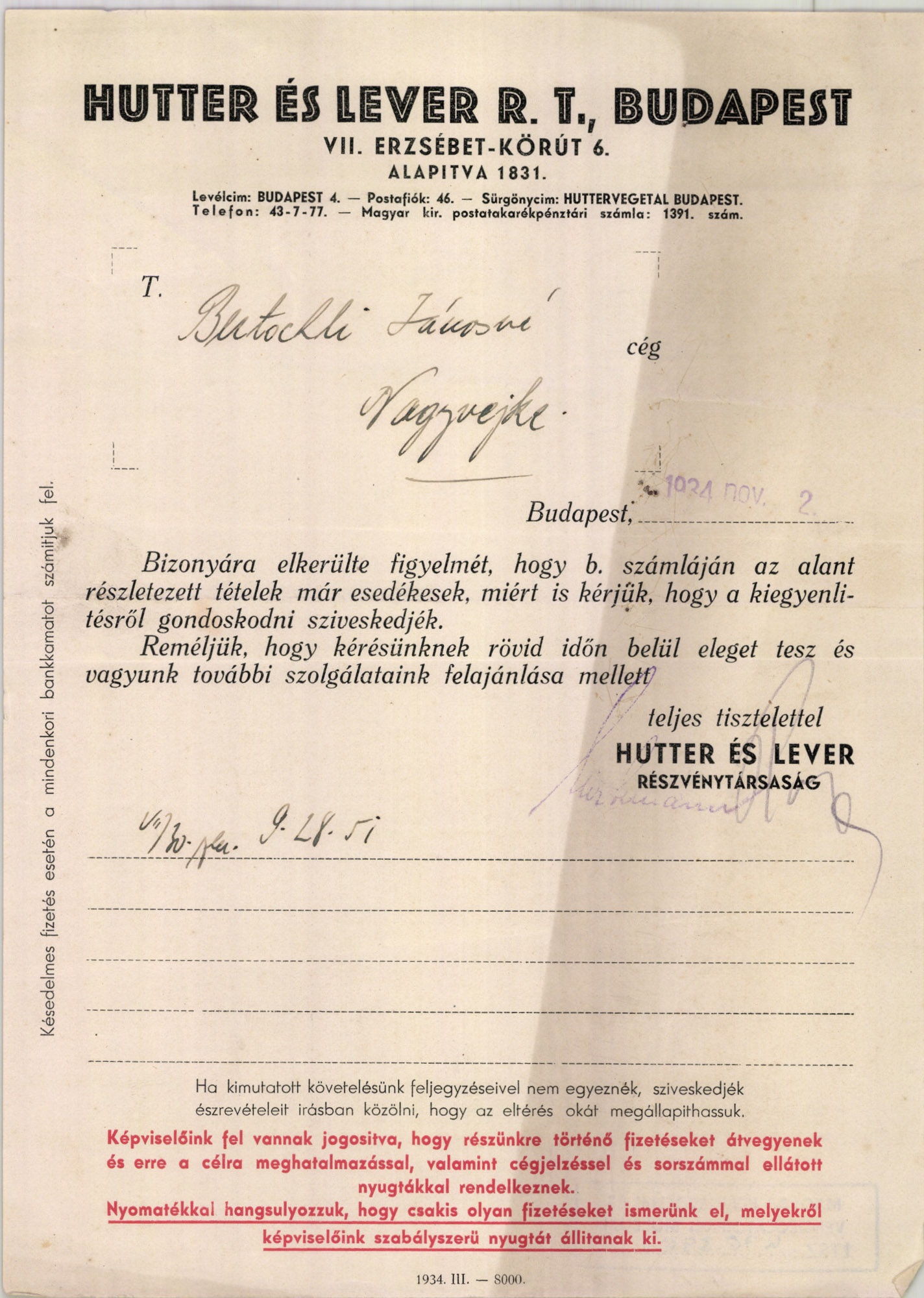 Hutter és Lever R. T. Legnagyobb Magyar Szappan-, Növényzsir- és Olajgyár (Magyar Kereskedelmi és Vendéglátóipari Múzeum CC BY-NC-SA)