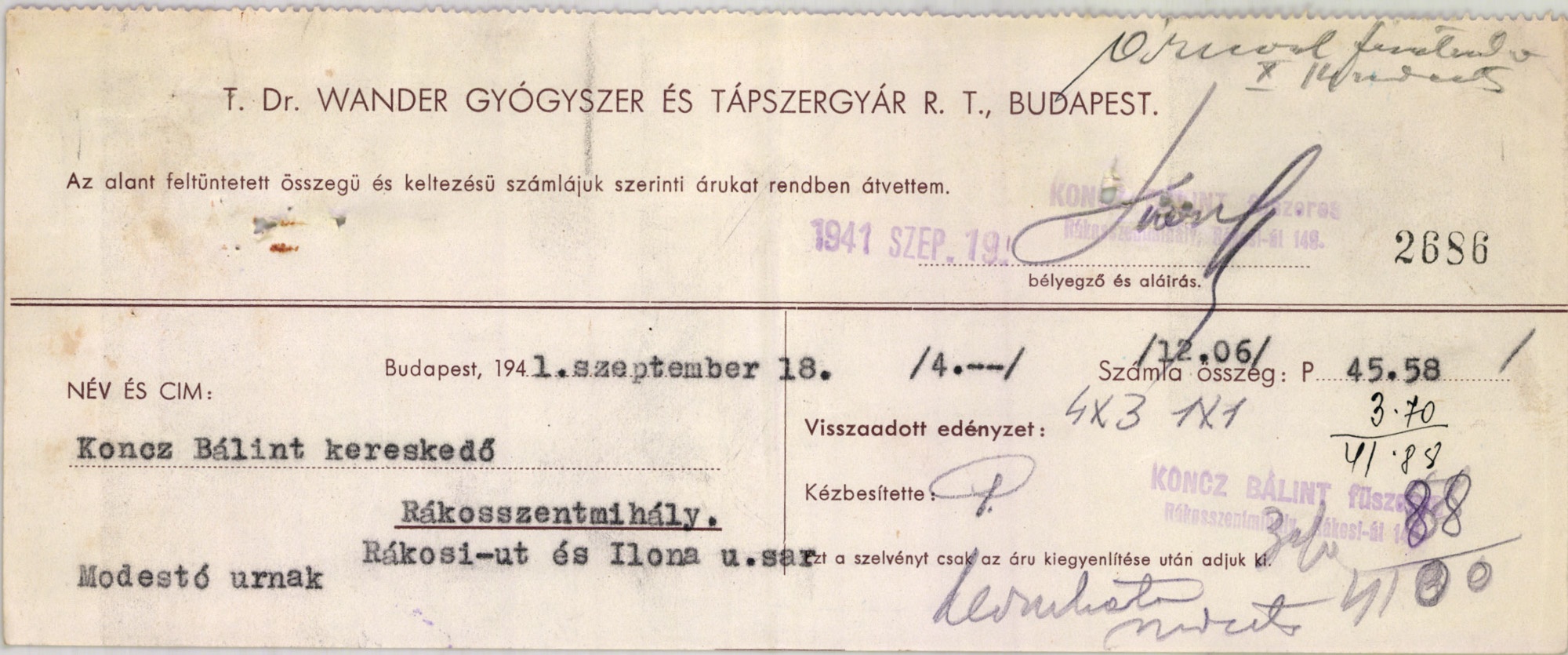 Dr. Wander Gyógyszer és Tápszergyár R. T. (Magyar Kereskedelmi és Vendéglátóipari Múzeum CC BY-NC-SA)