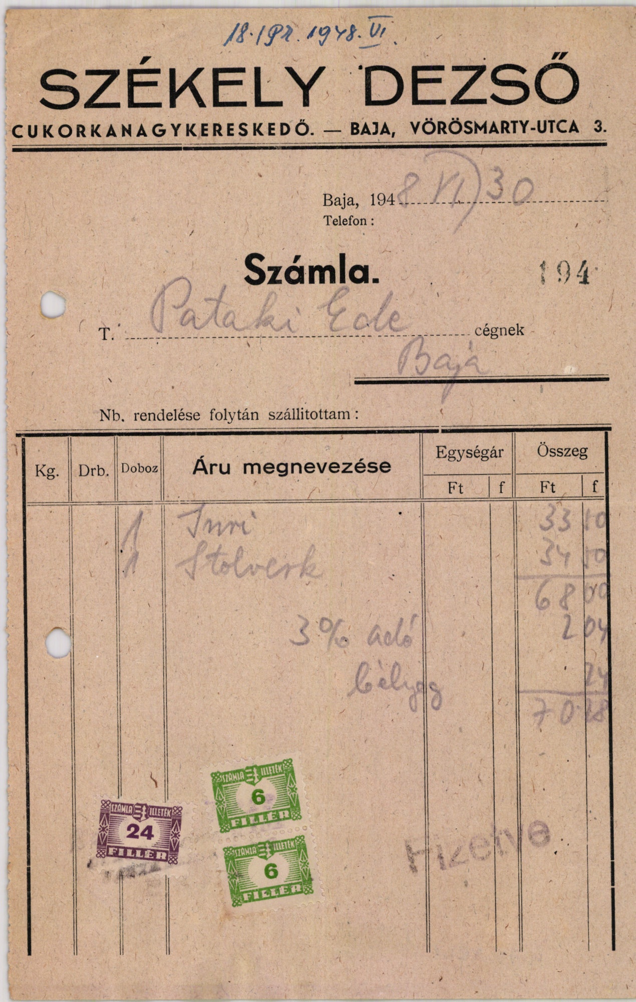 Székely Dezső cukorkanagykereskedő (Magyar Kereskedelmi és Vendéglátóipari Múzeum CC BY-NC-SA)