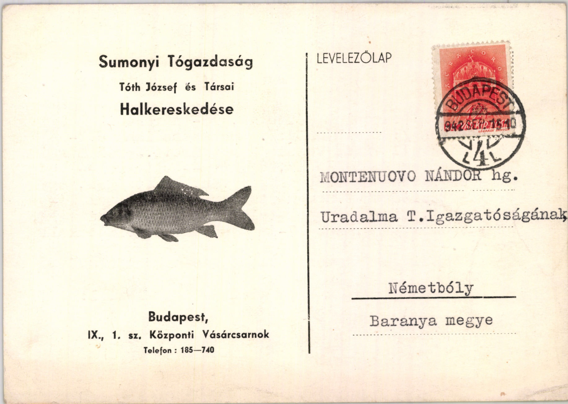 Sumonyi Tógazdaság Tóth József és Társai halkereskedése (Magyar Kereskedelmi és Vendéglátóipari Múzeum CC BY-NC-SA)