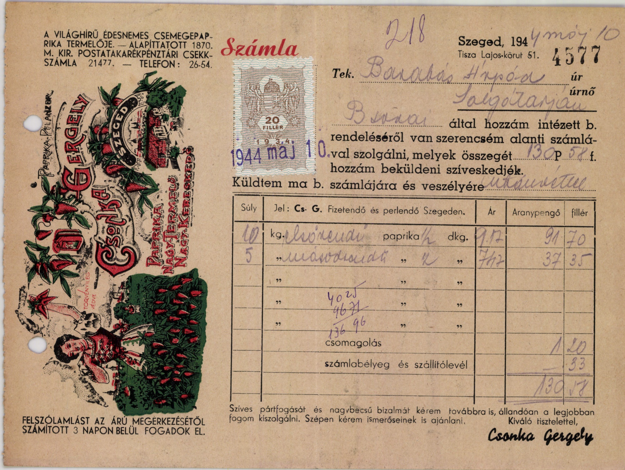 Csonka Gergely a világhírű édesnemes csemegepaprika termelője (Magyar Kereskedelmi és Vendéglátóipari Múzeum CC BY-NC-SA)
