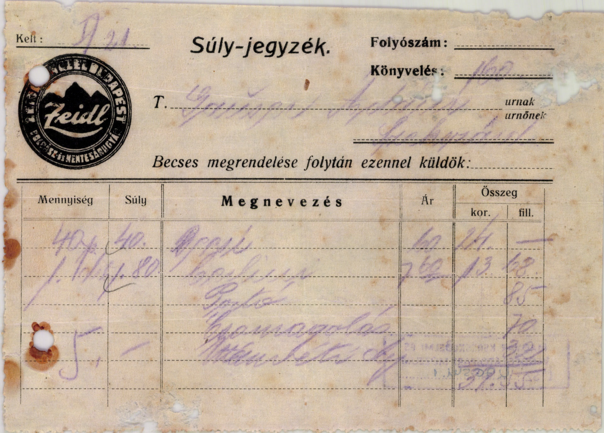 Zeidl Részvénytársaság szalámi és kolbászáru gyár (Magyar Kereskedelmi és Vendéglátóipari Múzeum CC BY-NC-SA)