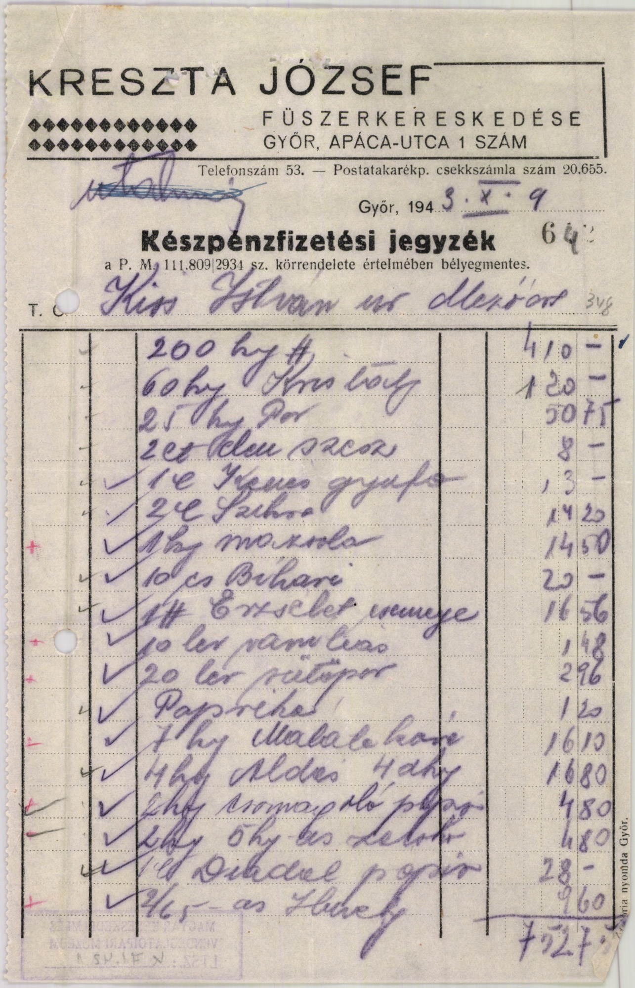 Kreszta József fűszerkereskedése (Magyar Kereskedelmi és Vendéglátóipari Múzeum CC BY-NC-SA)