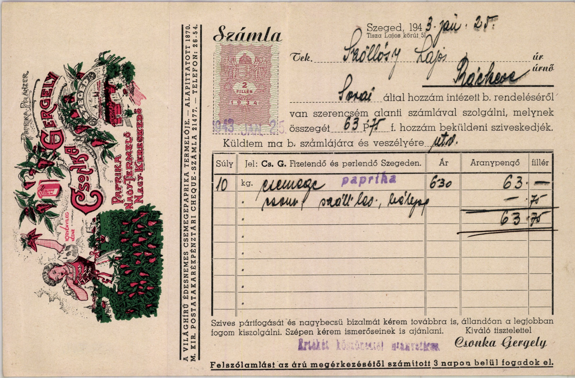 Csonka Gergely paprika nagy-termelő, nagy-kereskedő (Magyar Kereskedelmi és Vendéglátóipari Múzeum CC BY-NC-SA)