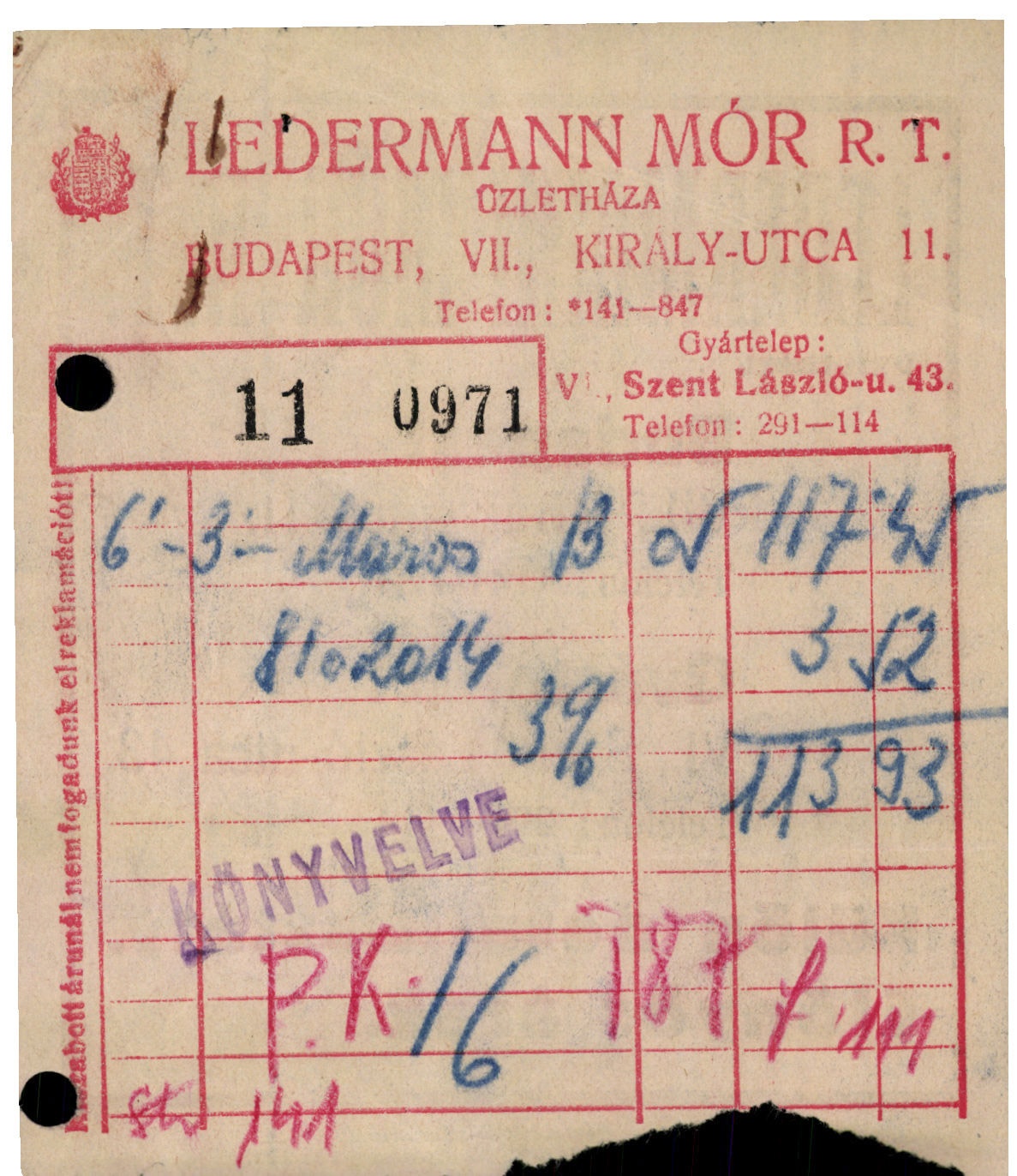 Ledermann Mór R. T. üzletháza (Magyar Kereskedelmi és Vendéglátóipari Múzeum CC BY-NC-SA)