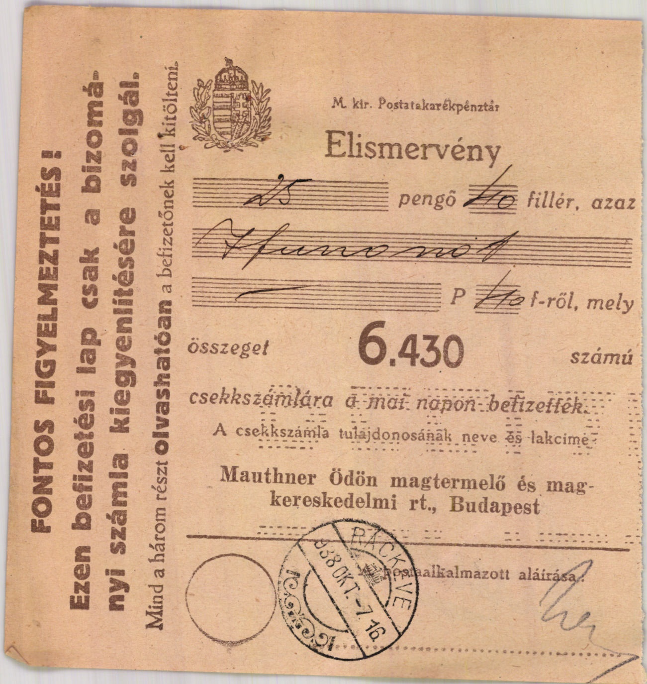 Mauthner Ödön Magtermelő és Magkereskedelmi R. T. (Magyar Kereskedelmi és Vendéglátóipari Múzeum CC BY-NC-SA)