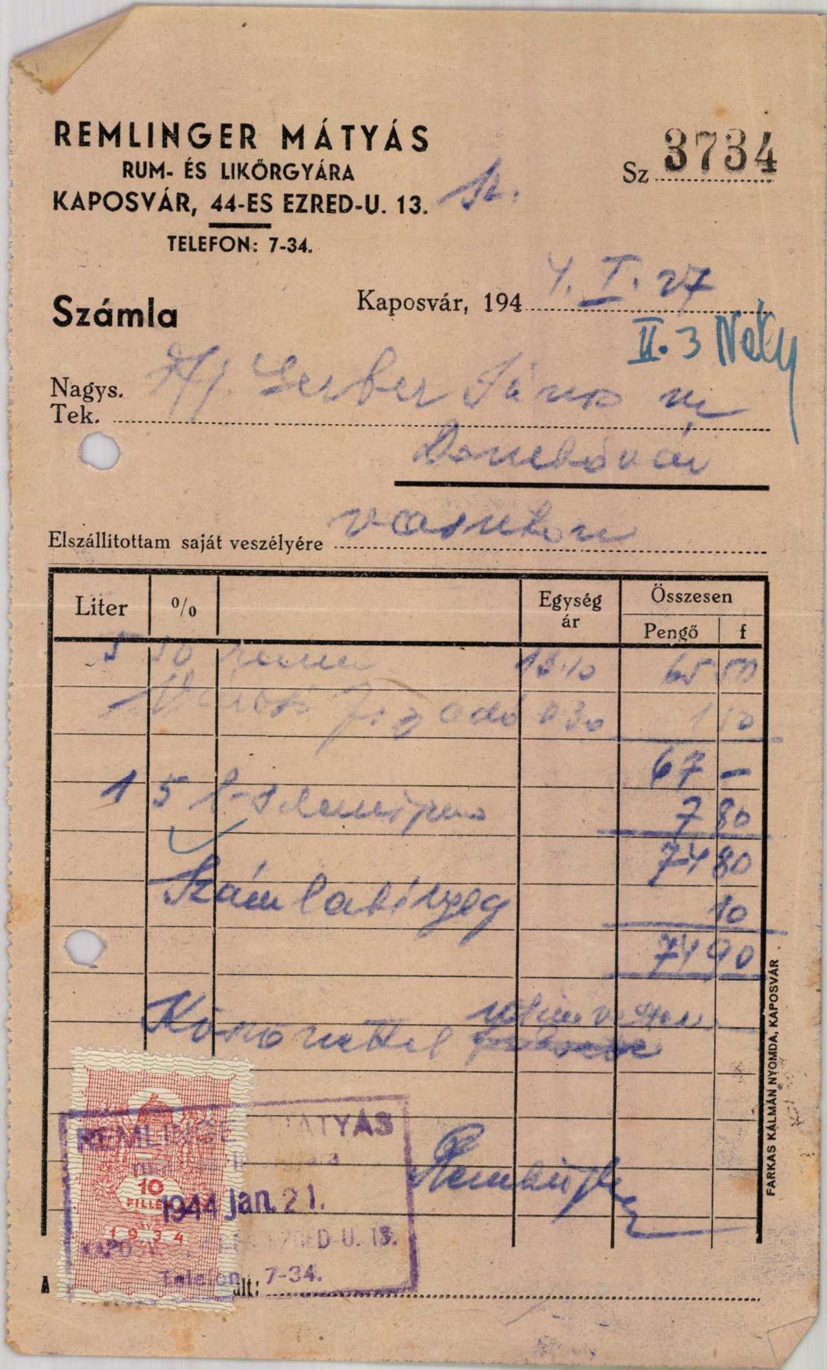 Remlinger Mátyás Rum- és Likőrgyára (Magyar Kereskedelmi és Vendéglátóipari Múzeum CC BY-NC-SA)