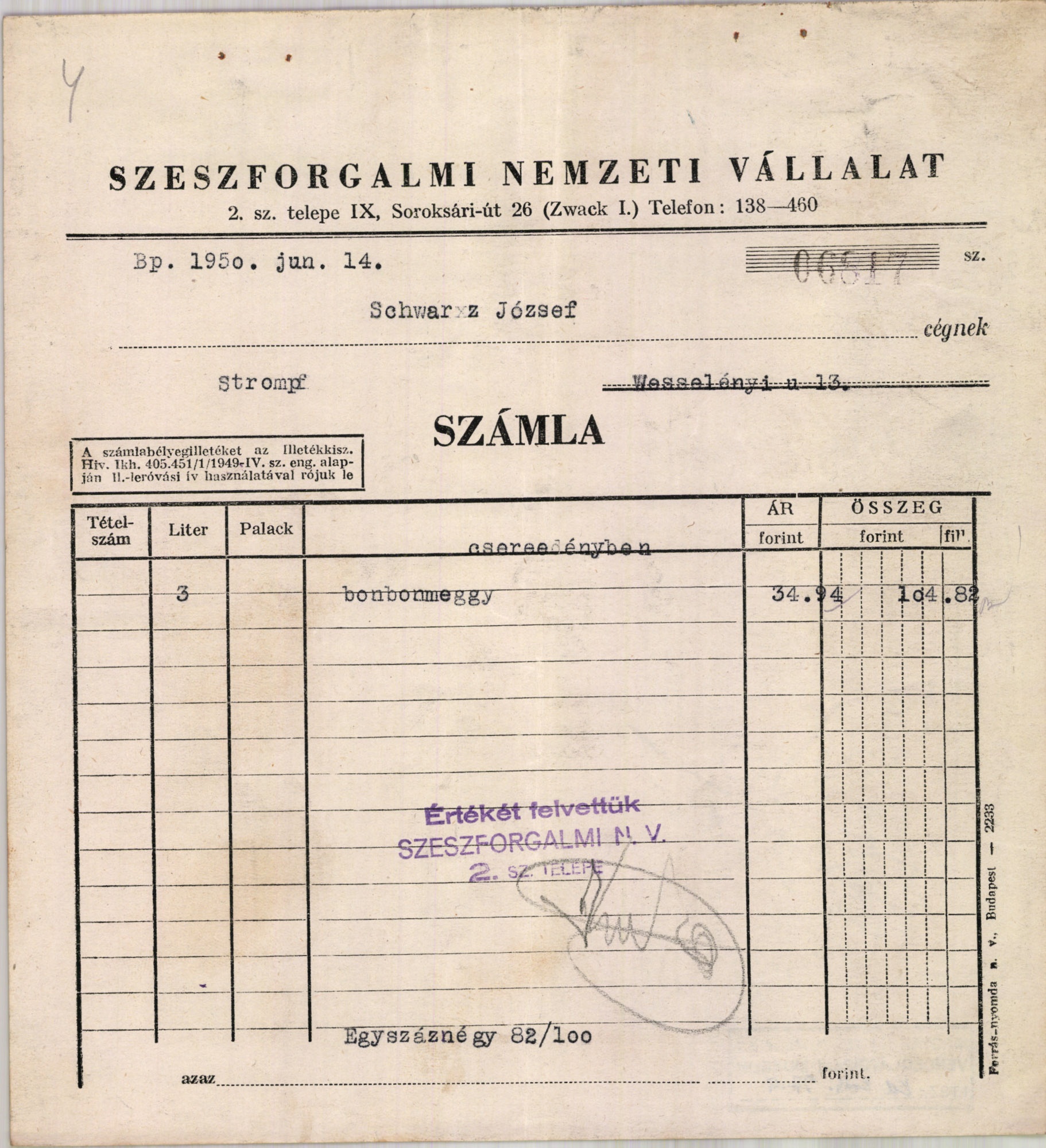 Szeszforgalmi Nemzeti Vállalat 2. sz. telepe (Magyar Kereskedelmi és Vendéglátóipari Múzeum CC BY-NC-SA)